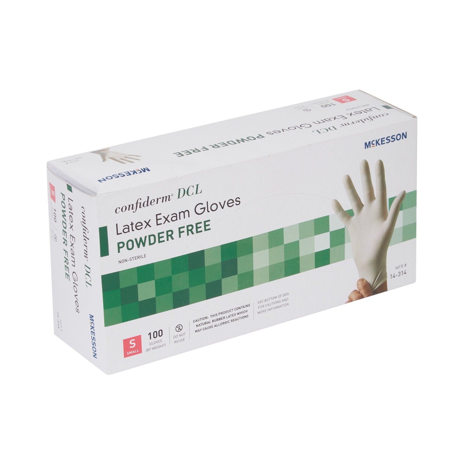 McKesson Confiderm Latex Exam Glove Standard Cuff Length SMALL 100 per Box
