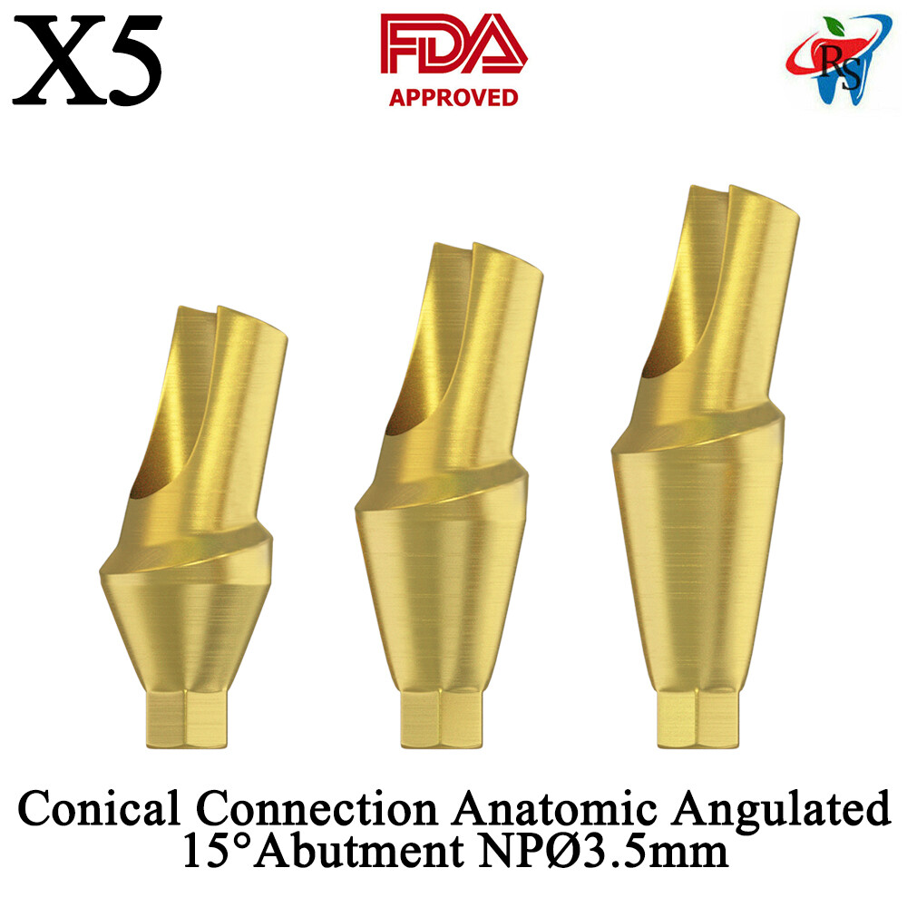 5pcs DSI Abutments Anatomic Angulated 15° Conical Connection NP Ø3.5mm 1.5-4.5mm