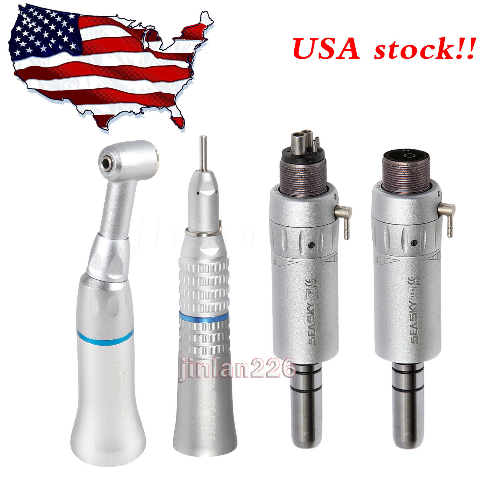 SEASKY Dental Slow Low Speed Handpiece Contra Angle Straight Air Motor 2/4Hole
