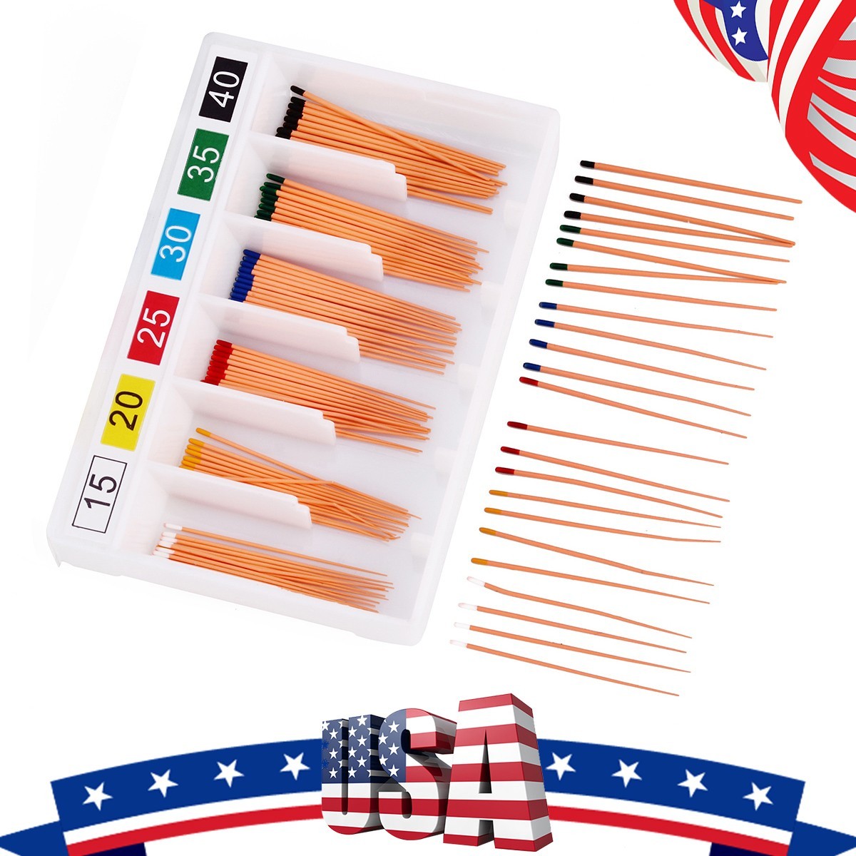 Dental Gutta Percha Points 0.02,15-40# Taper Assorted for Endodontic Root Canal