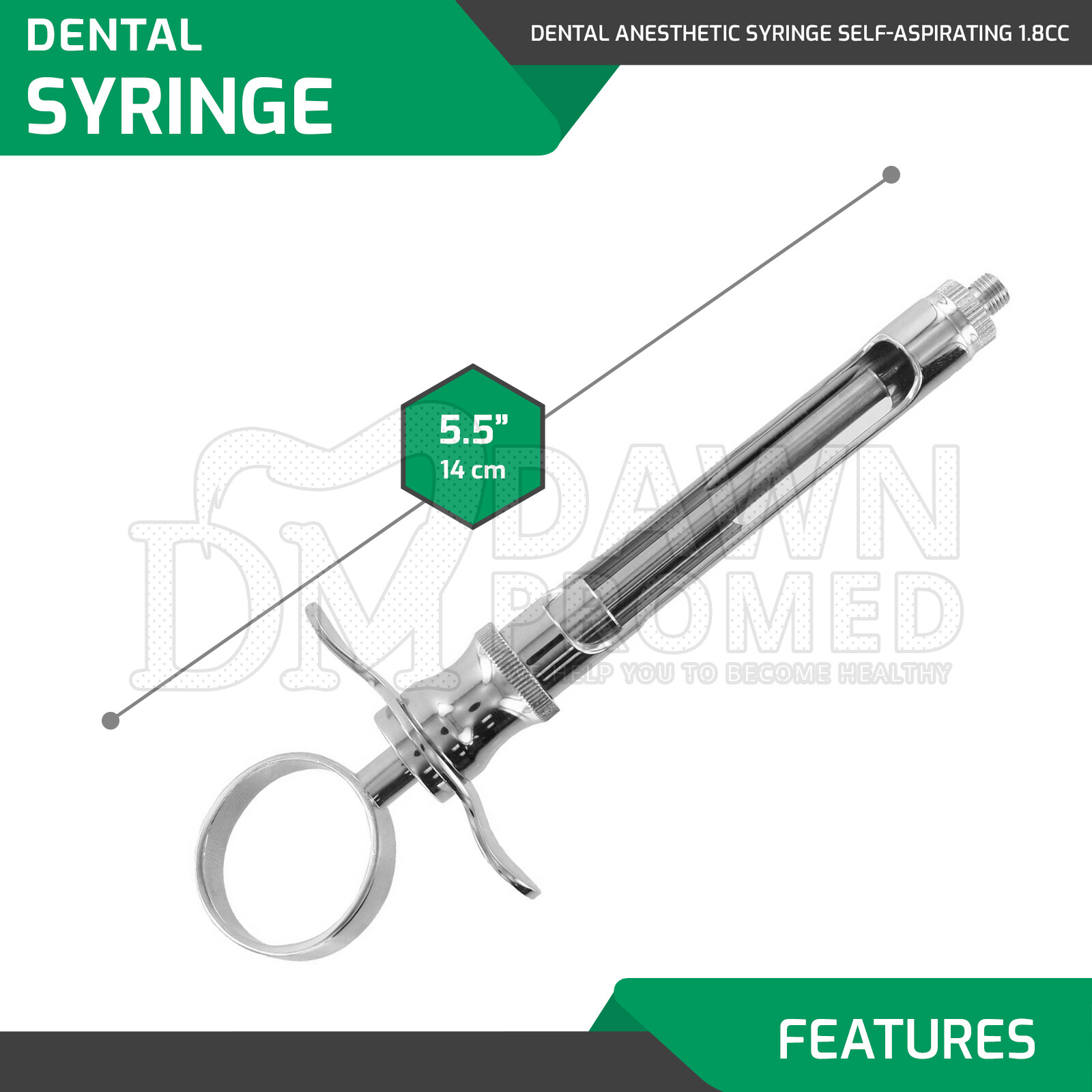 4 German Grade Dental Anesthetic Syringe Self-Aspirating 1.8CC-Surgical Inst