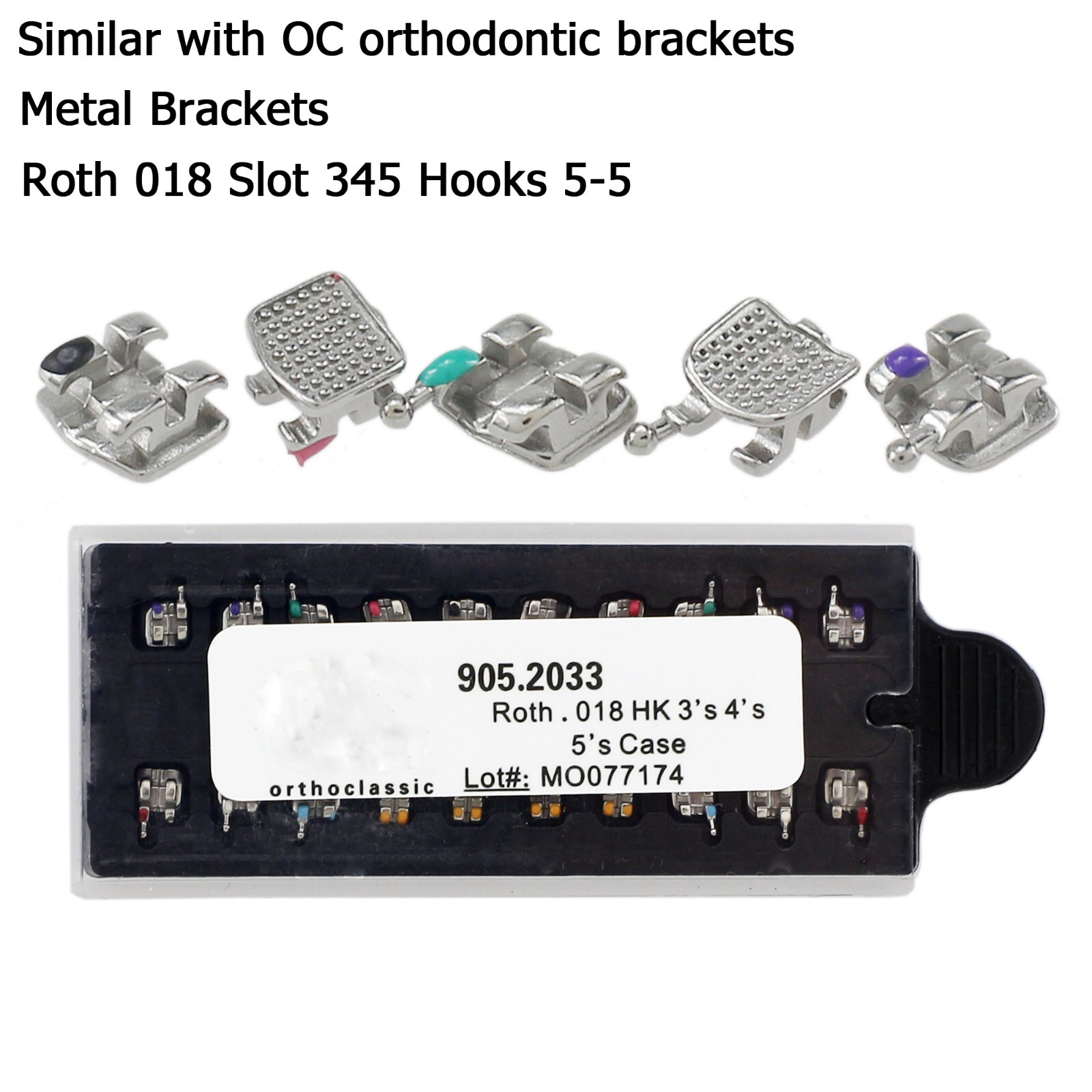 Dental Orthodontic Braces Brackets Mini Roth MBT 018 345 Hooks Metal MIM