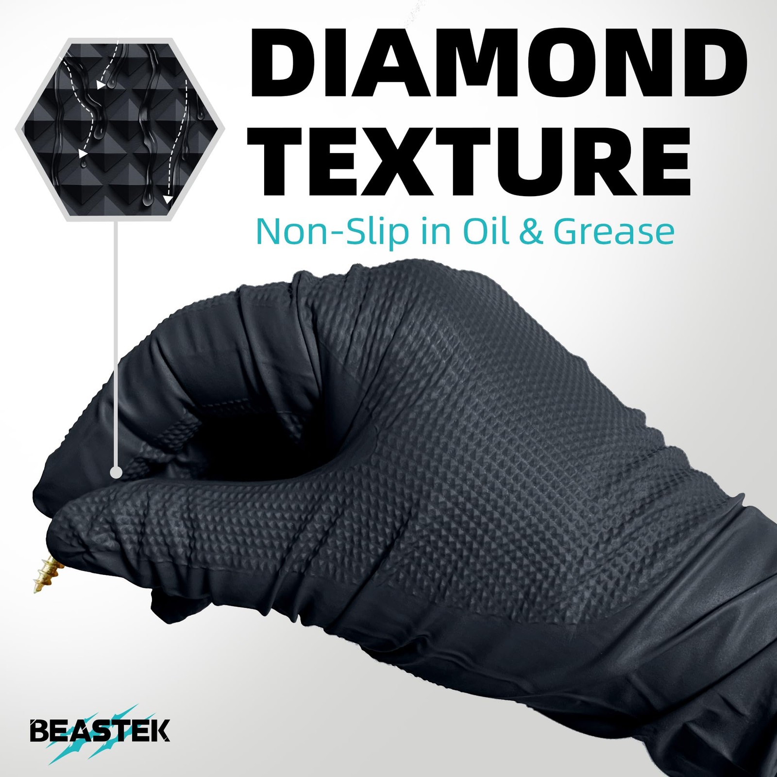 BEASTEK Nitrile Disposable Gloves, 8 Mil Powder Free X-Large, X-large (Black)