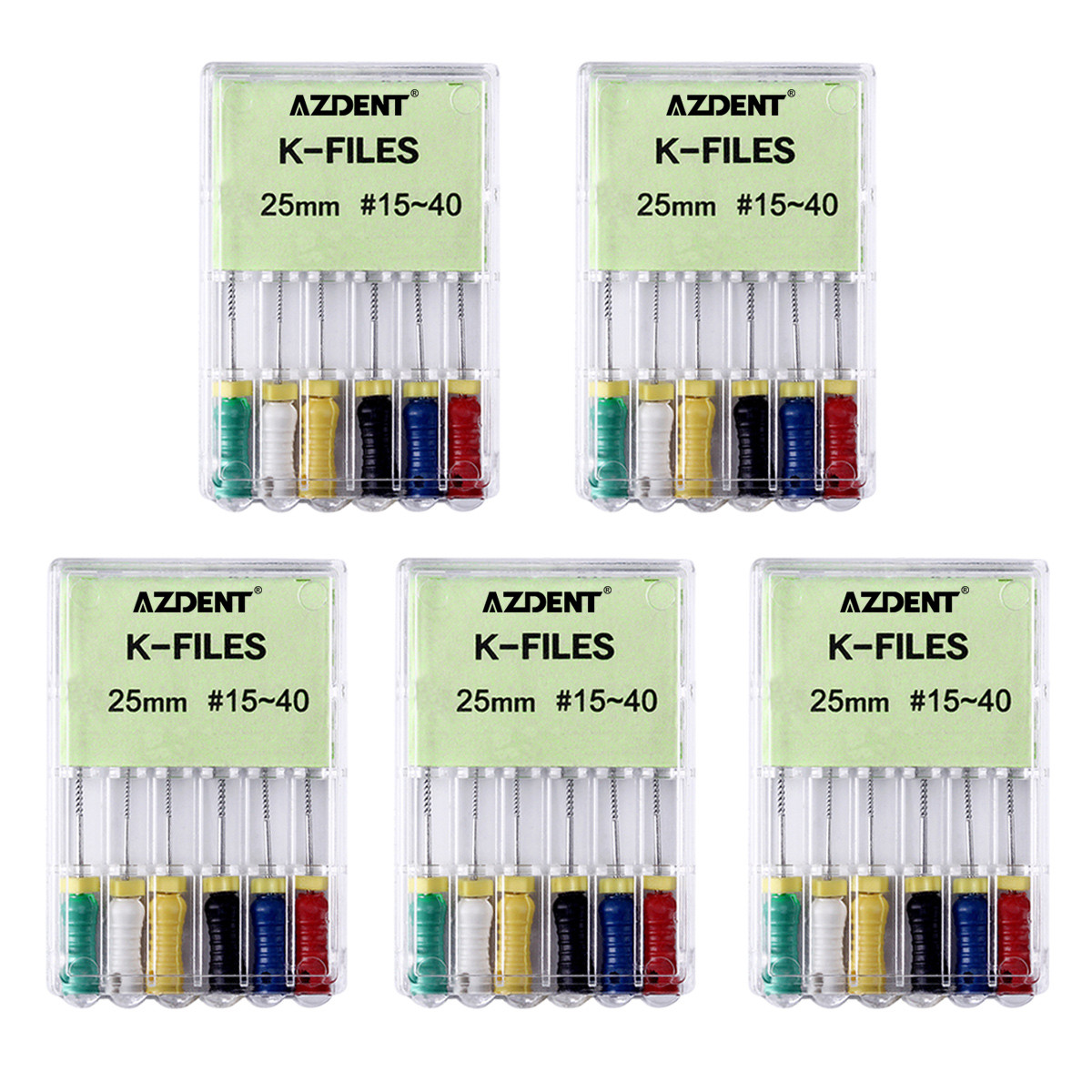 5Packs Lima de uso manual Niti K-Files de raíz endodóntica dental 25mm 15#-40#