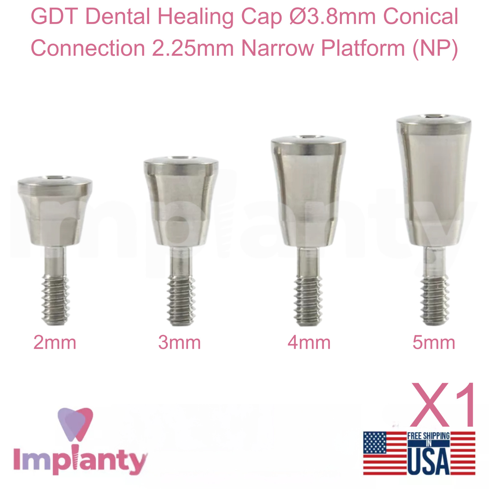 GDT Dental Healing Cap Ø3.8mm Conical Connection 2.25mm Narrow Platform (NP)
