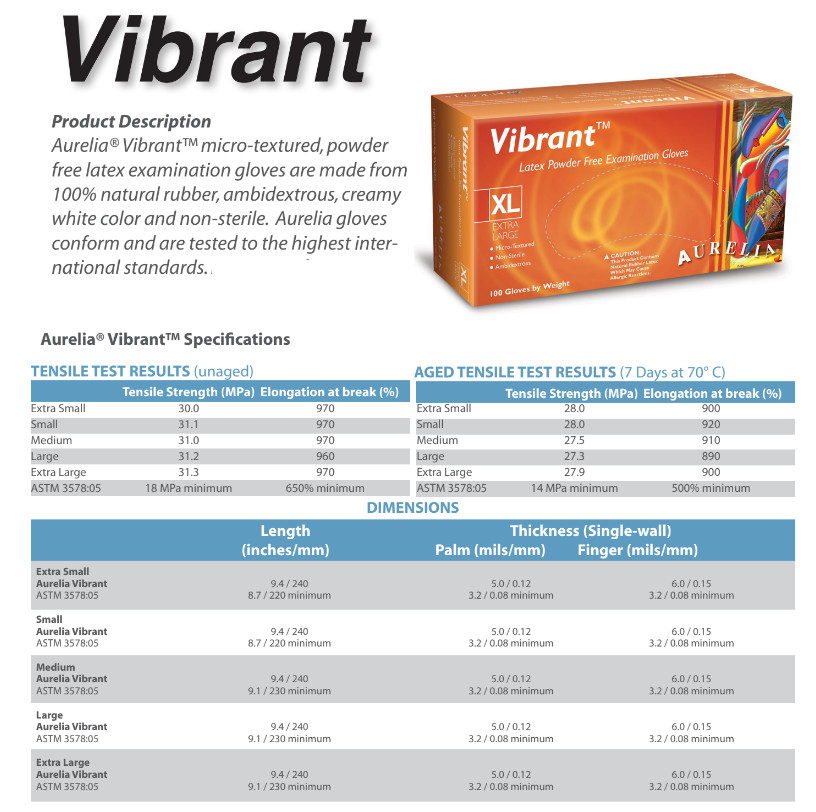 White Latex Exam Gloves, Aurelia Vibrant 5.5 mil – Powder Free, Disposable