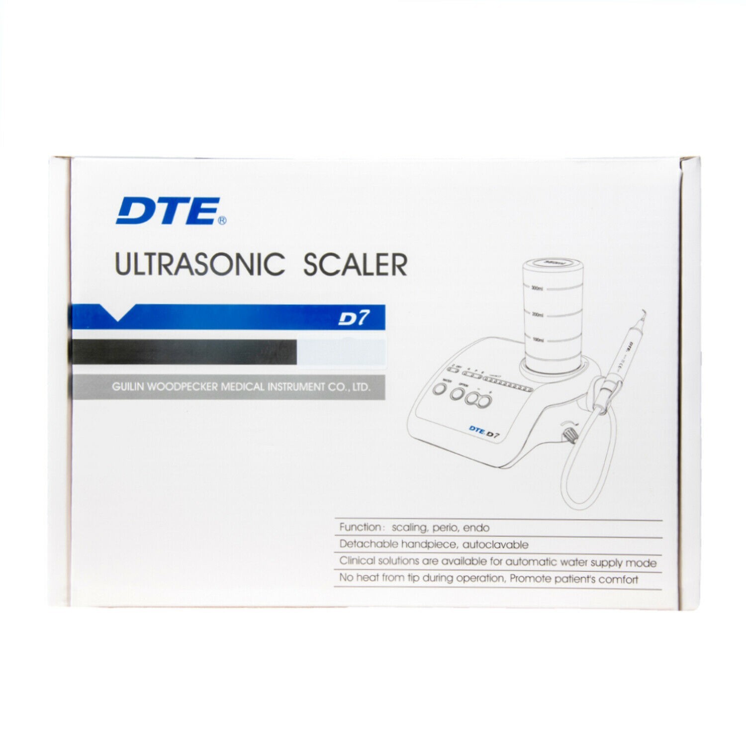 Woodpecker DTE D7, D7 LED Ultrasonic Piezo Dental Scaler Handpiece with 8 Tips