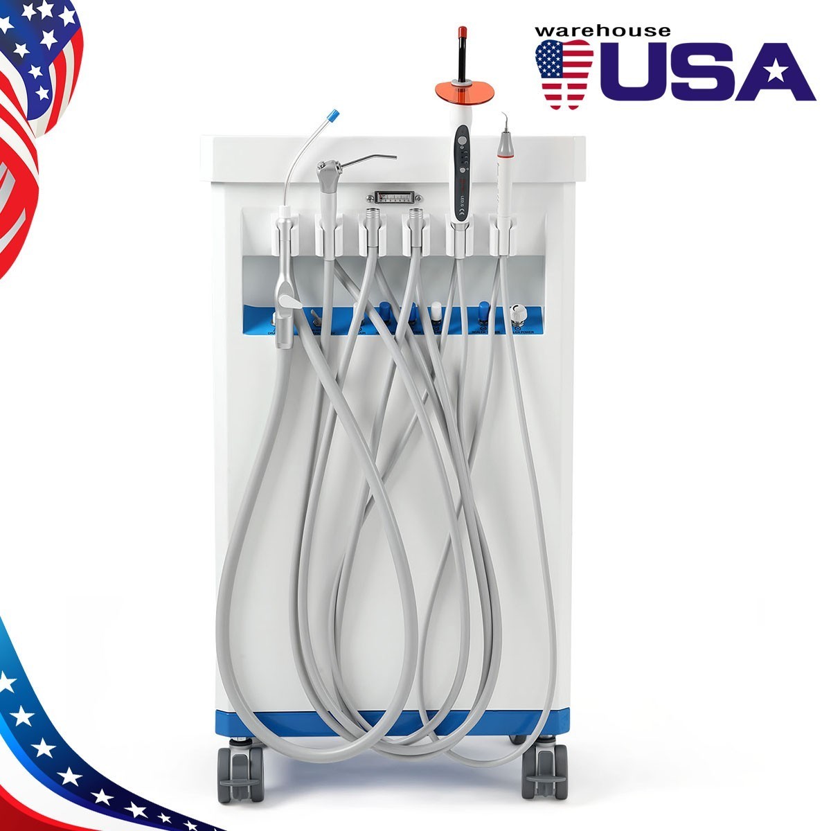 FDA Portable Dental Delivery Unit System Compressor Scaler Curing High Suction