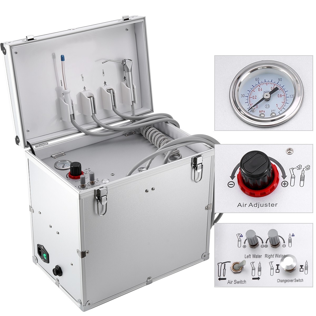 Dental Portable Mobile Delivery Unit System With Air Compressor 4Hole Suction