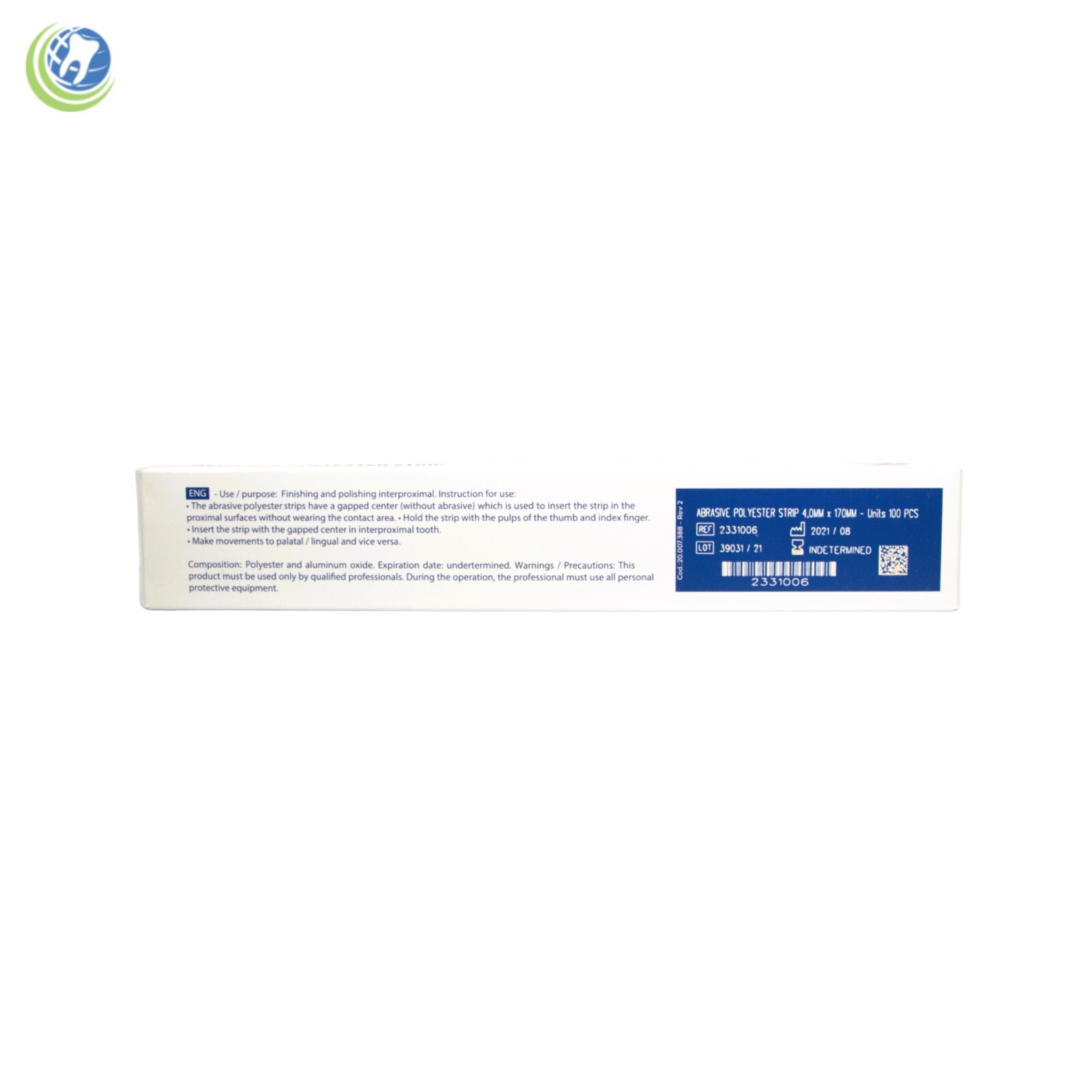 Dental Composite Polishing Strips 4mm Polyester Fine/Medium Grit One-Side 100Box