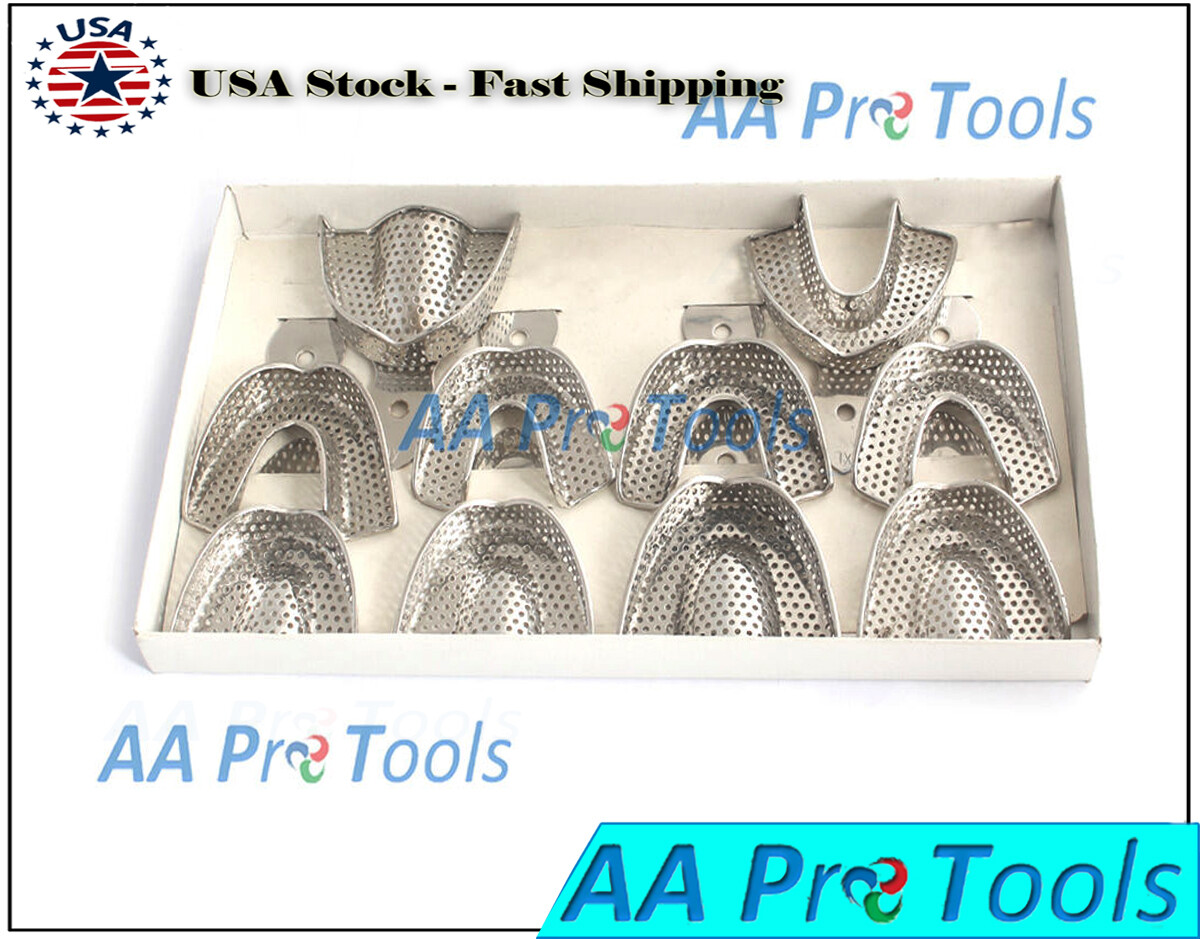 Stainless Steel Impression Trays Solid, Set of 10 XS, S, M, L, XL Upper & Lower