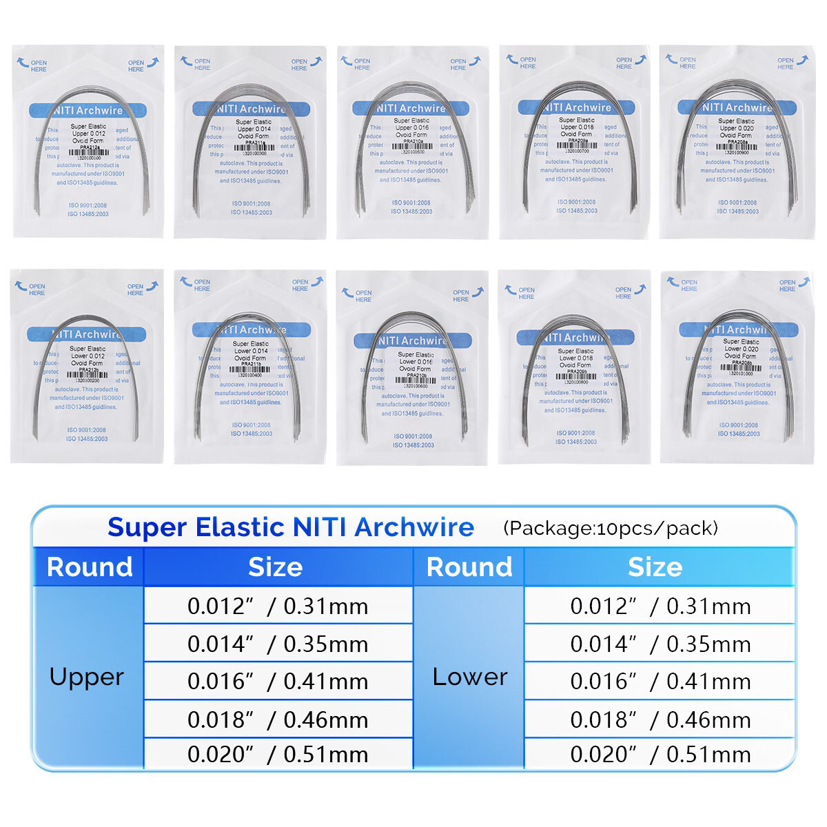 US AZDENT Dental Orthodontic Metal Brackets Braces/Supper Elastic Niti Arch Wire
