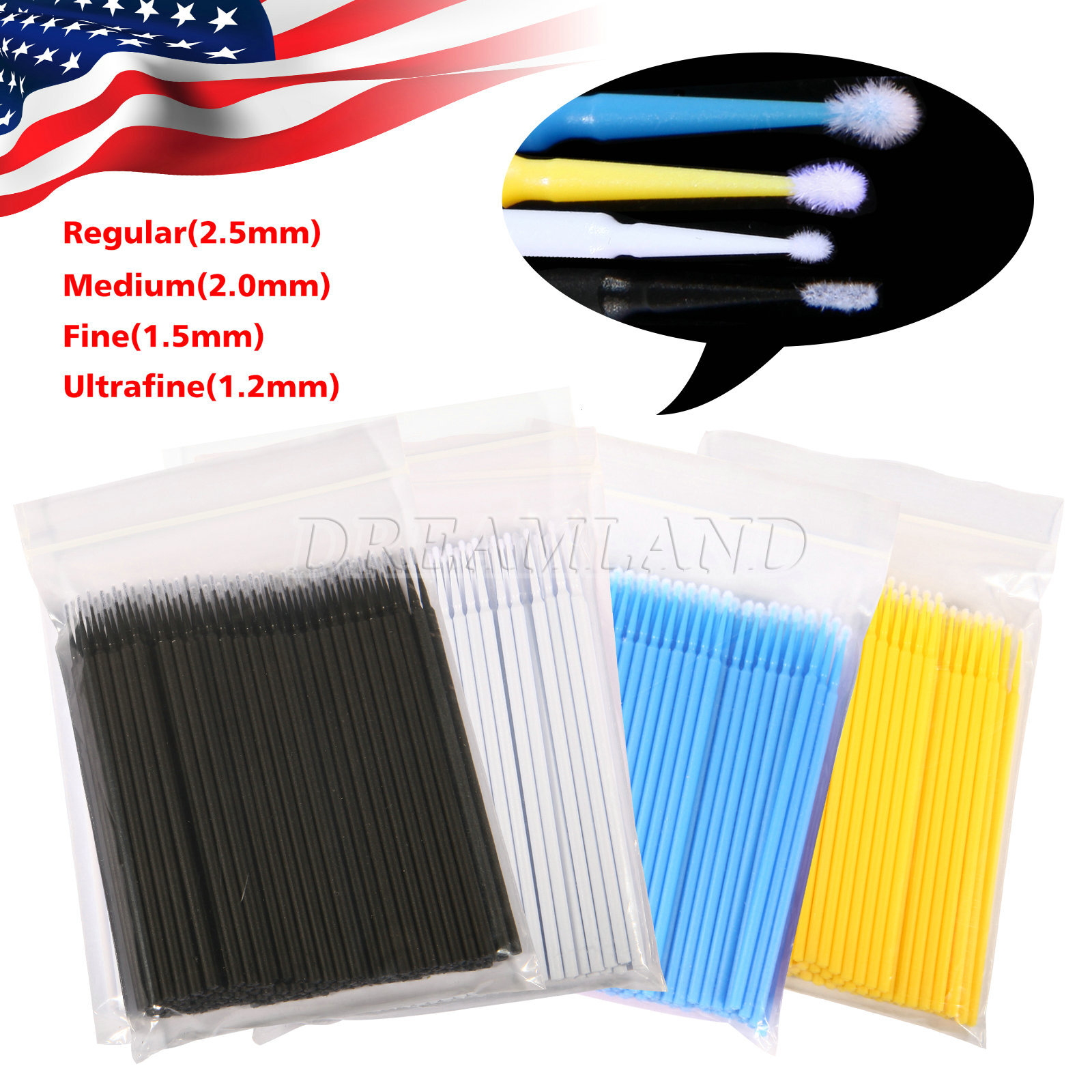 400pcs Dental Micro Applicator Brush Microbrush Tips Regular/Fine/Ultrafine