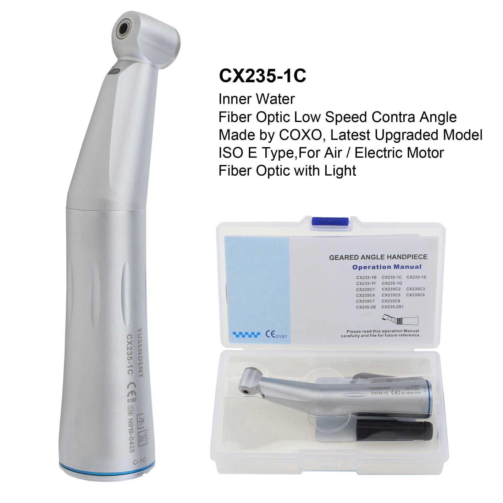 COXO Dental Electric Handpiece Contra Angle 1:1 1:5 45° Surgical Fiber Optic LED