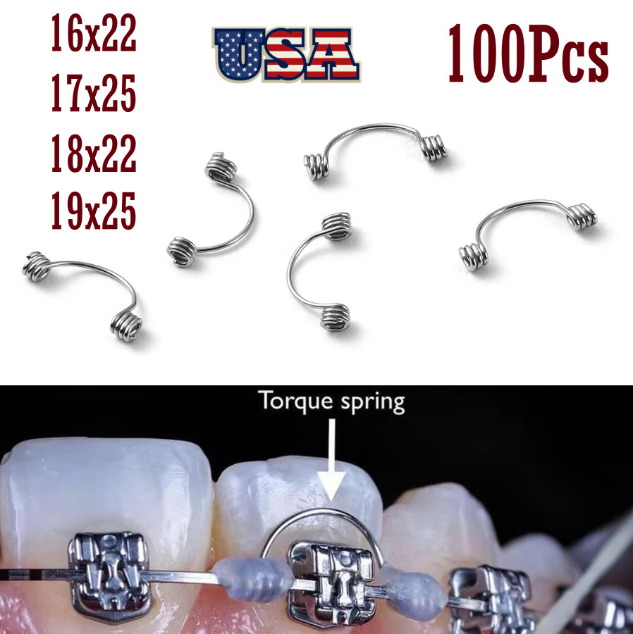 100× Dental Torquing Torque Spring Rectangular Wire Single Anterior Teeth S/M/L