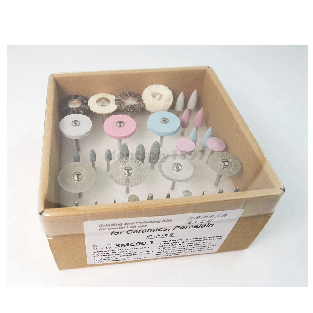 35pcs Grinding Polishing Kit for Ceramics/Porcelain Dental Lab Use 2.35mm HP Bur