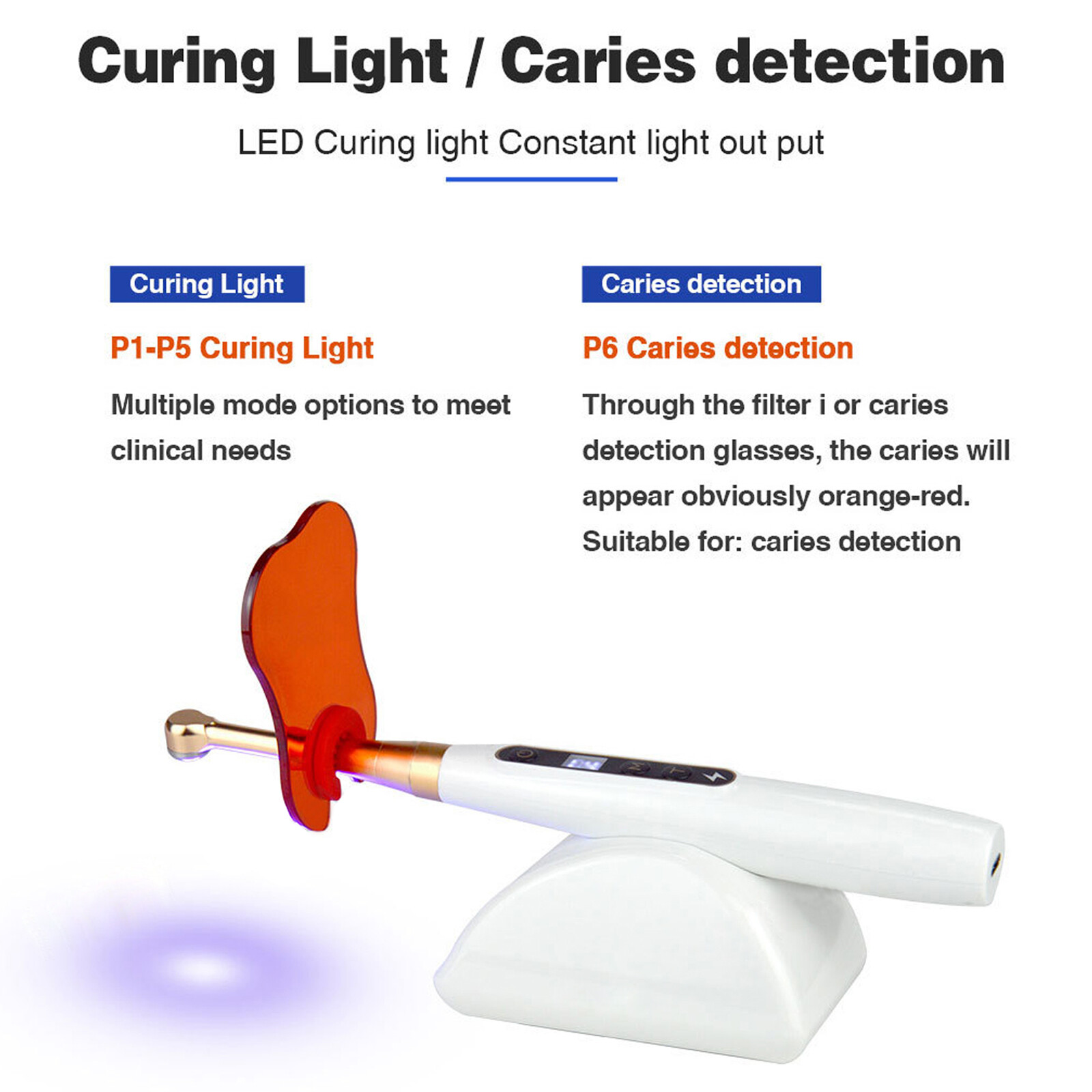 JAS-2001B Dental Wireless LED Curing Light 1S Woodpecker Style 3000mw/cm²