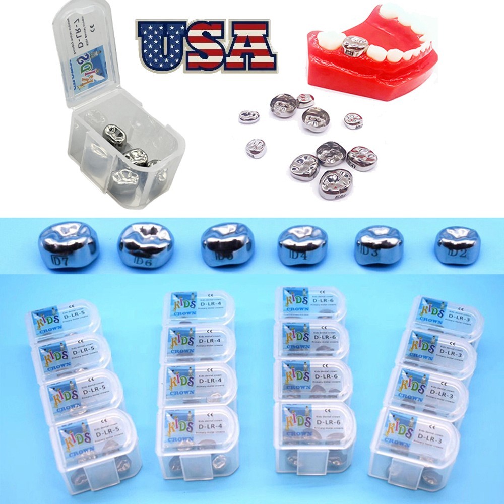 5pcs Dental Pediatric Crown Kids stainless steel molar crowns preformed Primary