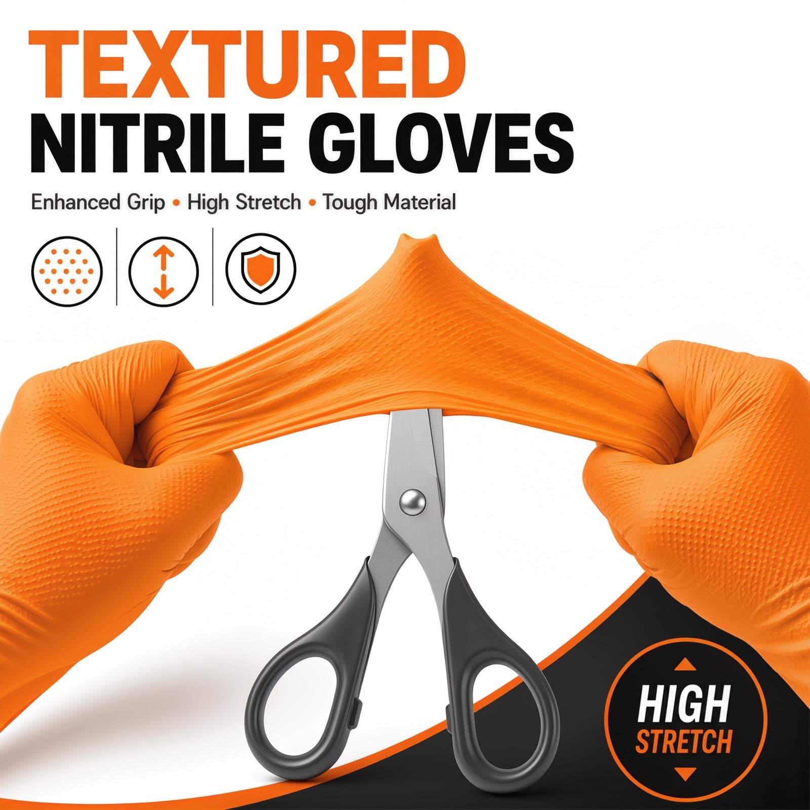 Heavy Duty Orange Diamond Grip 8mil Nitrile Gloves – Industrial Grade, Punctu…