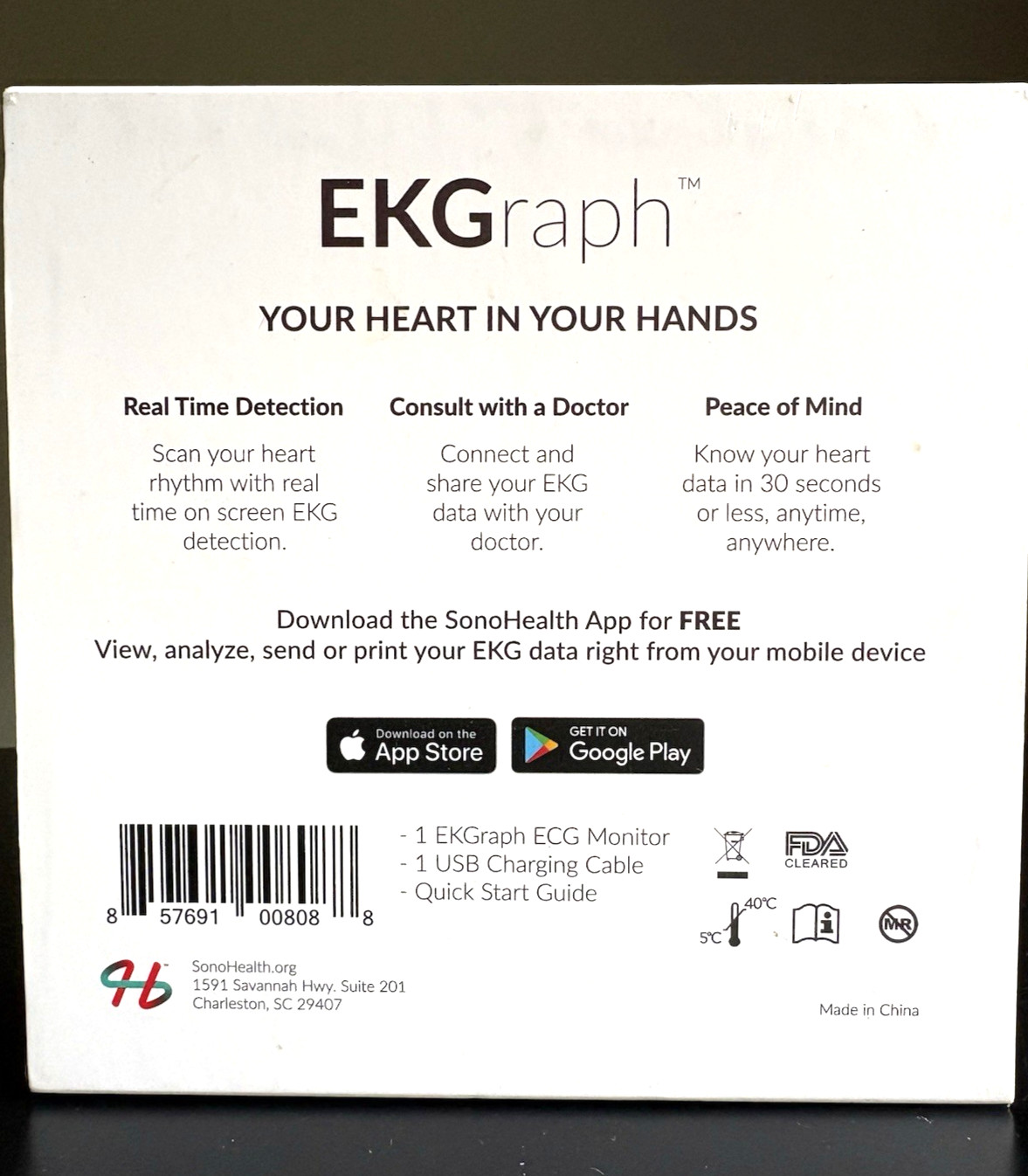 SonoHealth EKGraph Handheld Wireless Portable EKG/ECG Monitor, Bluetooth