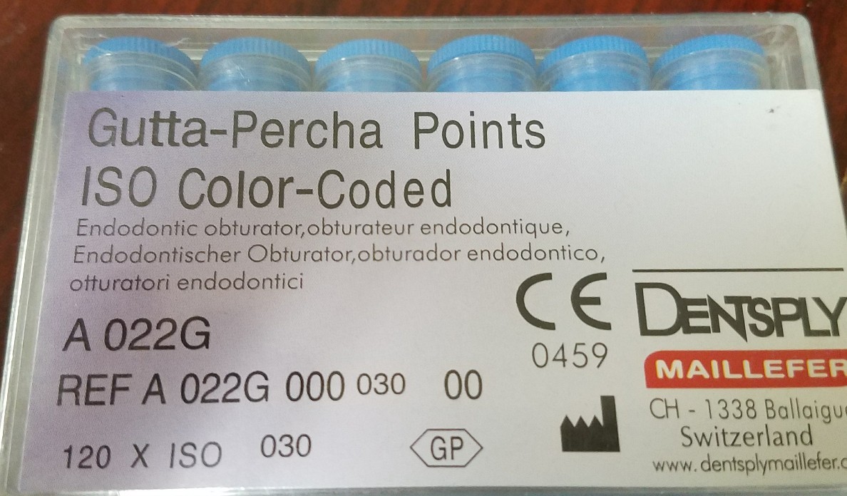 Gutta Percha Points Size 30 Dentsply Maillefer ISO Color Coded Box of 120