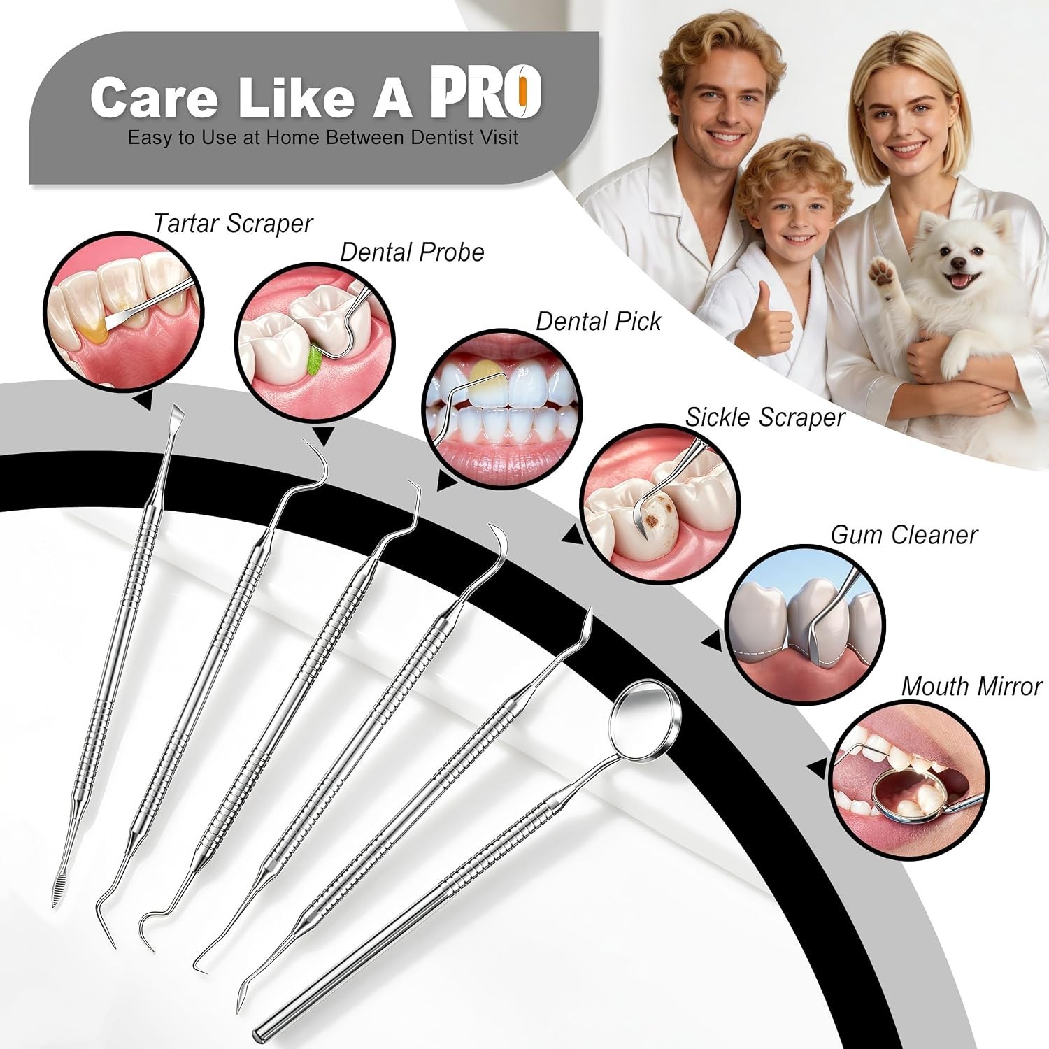Dental Tools, Dental Pick for Teeth Cleaning, Stainless Steel Hygiene Kit