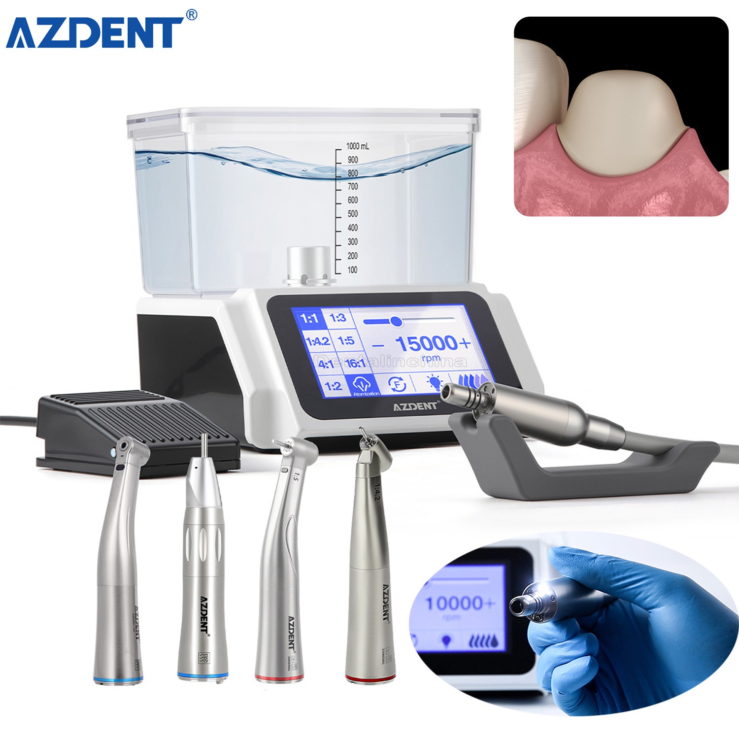 Micromotor eléctrico dental sin escobillas con sistema de agua / pieza de mano