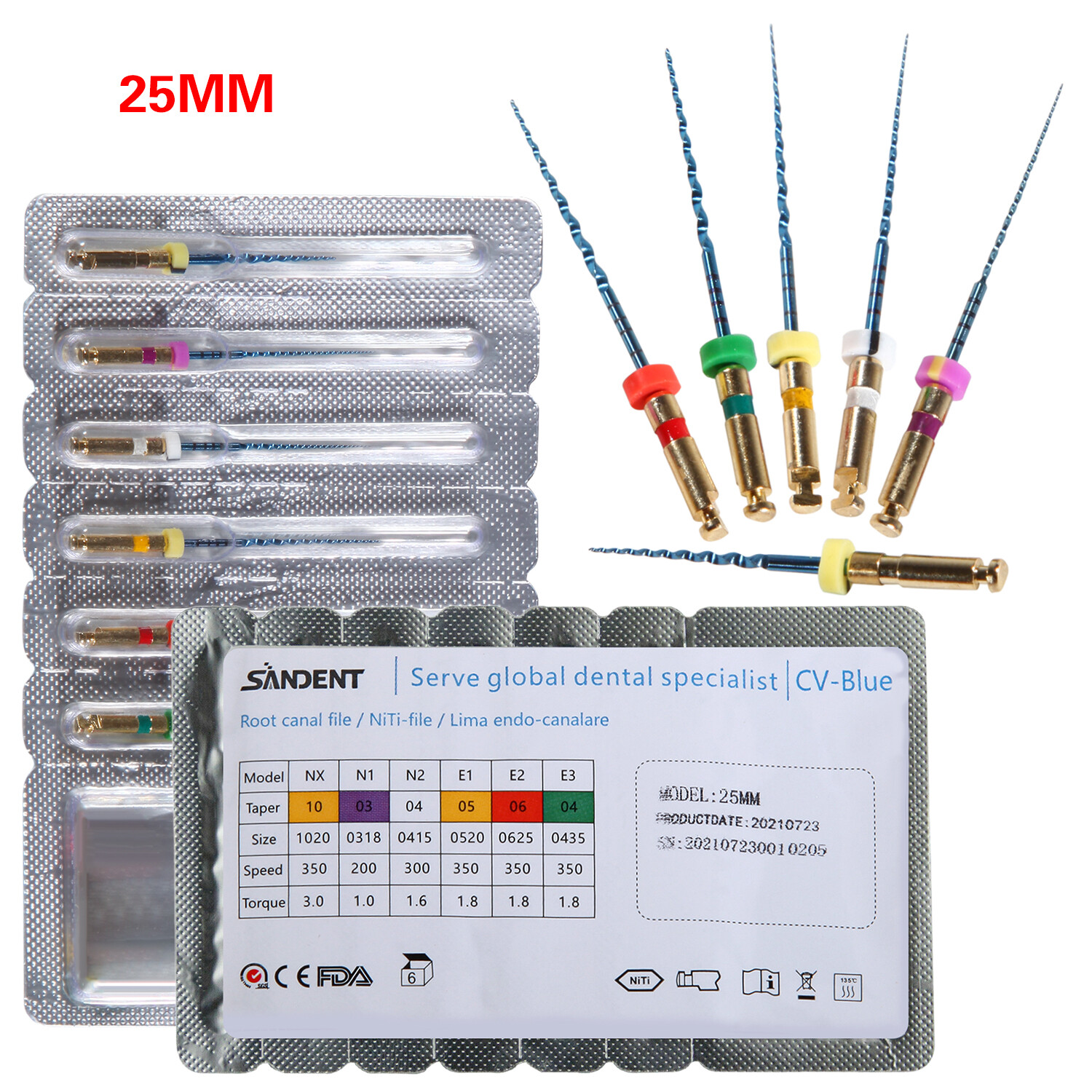 Lot Dental NiTi Super Rotary Files Heat Activated for Endodontic Endo Motor 25mm