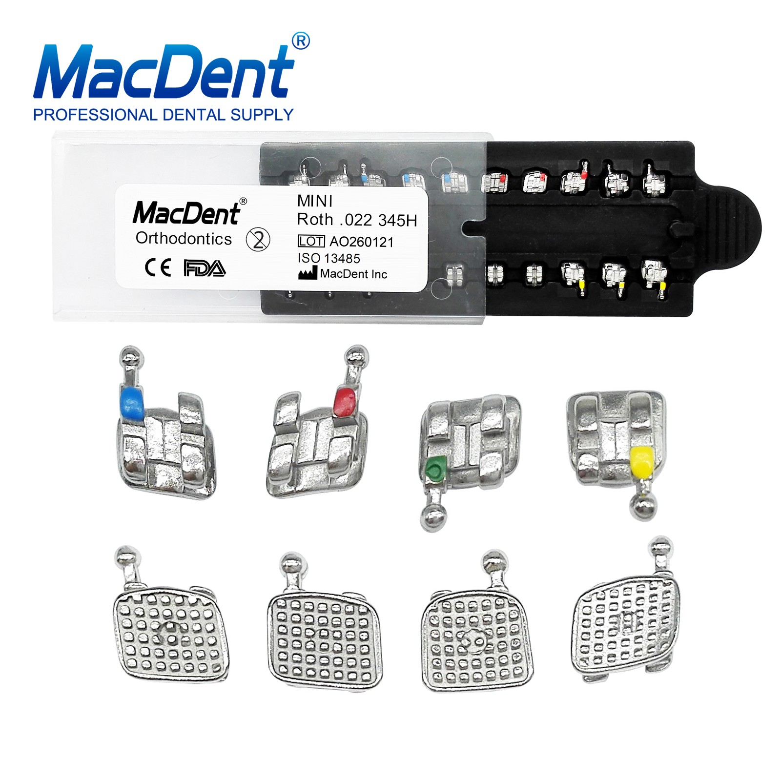 MacDent Dental Orthodontic Metal Bracket Braces / Buccal Tubes 022/018 Monoblock