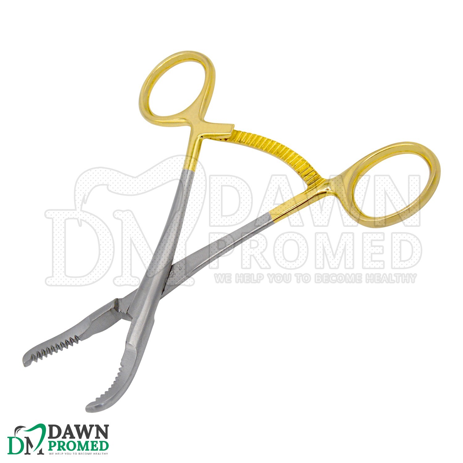 Bone Holding Forceps Curved Serrated 5.5″ Gold Plated Orthopedic Inst German Gr