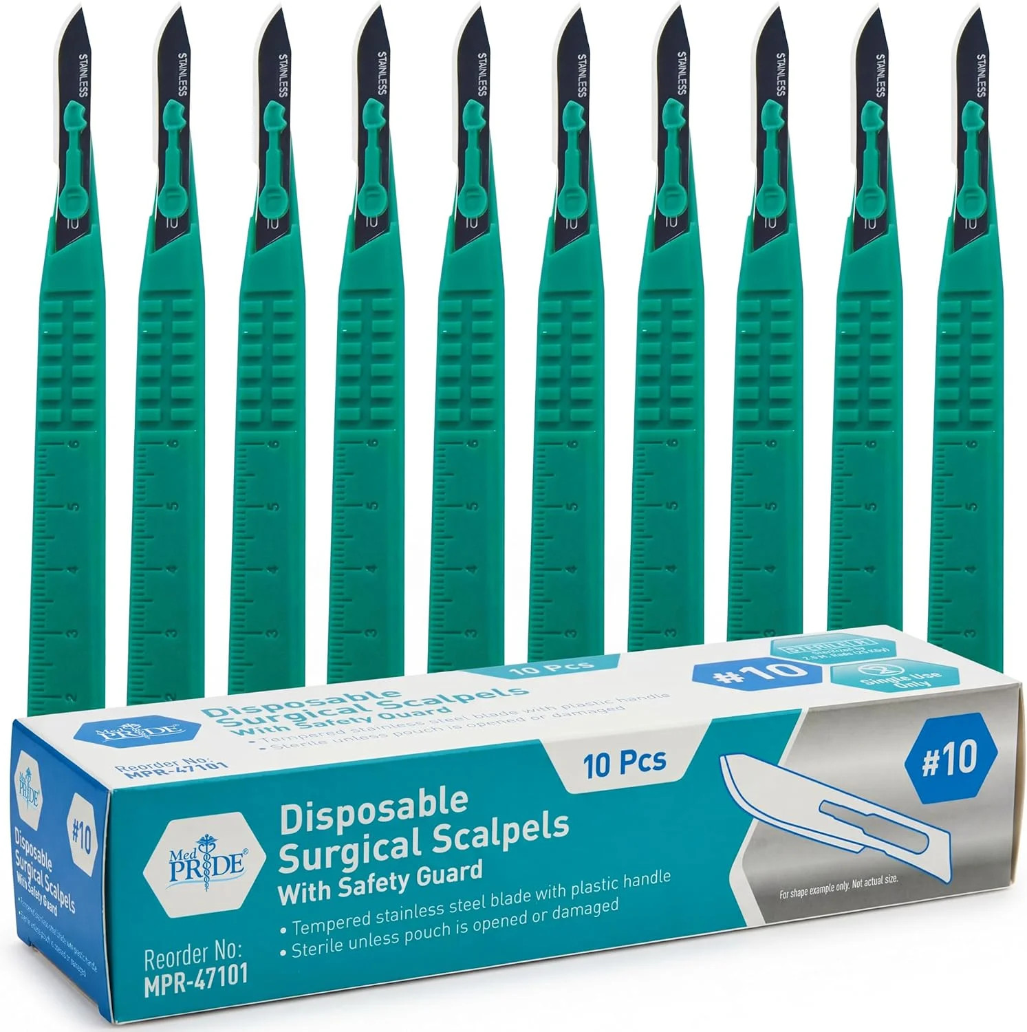 MED PRIDE Sterile Disposable Surgical Scalpels 10 Pack, Individually Wrapped Pro
