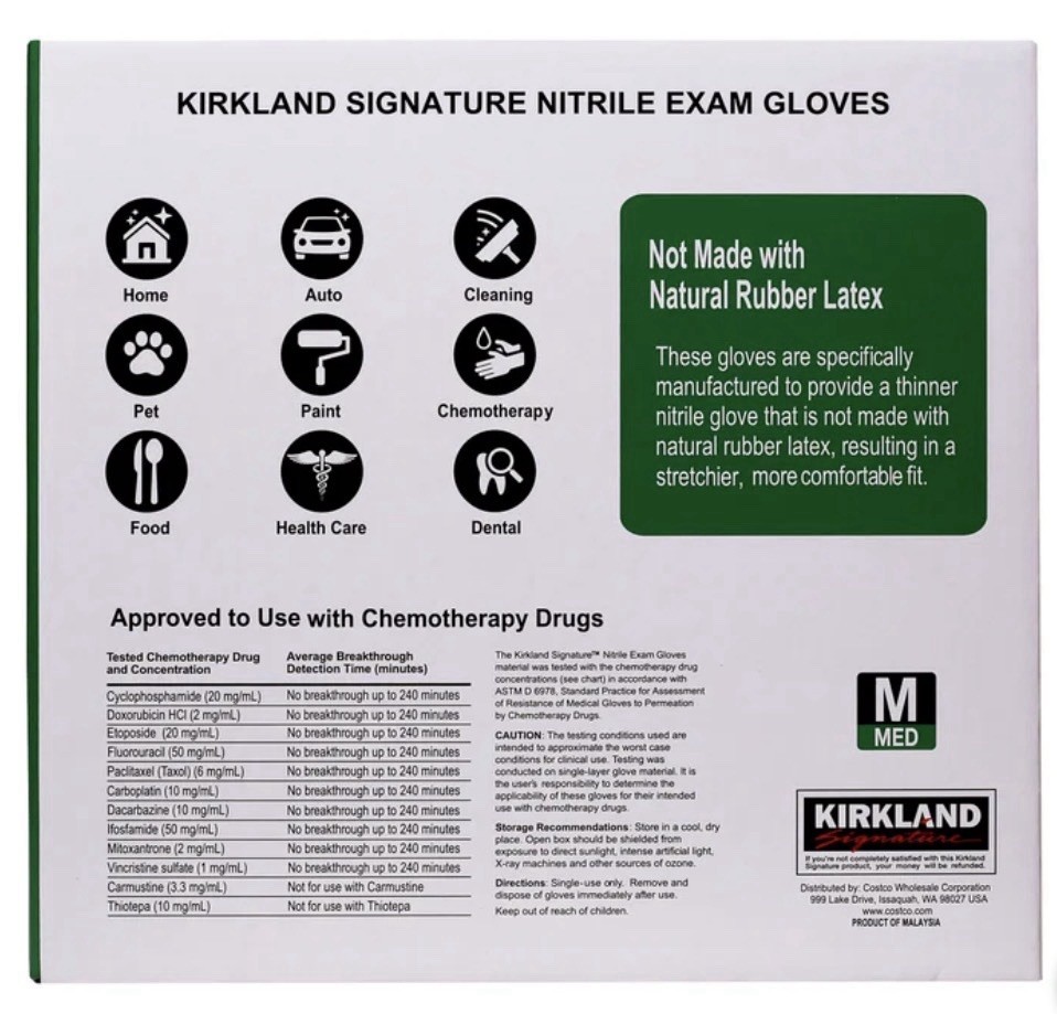 Kirkland Signature Nitrile Exam Gloves, (Size Medium) 400 Count USA