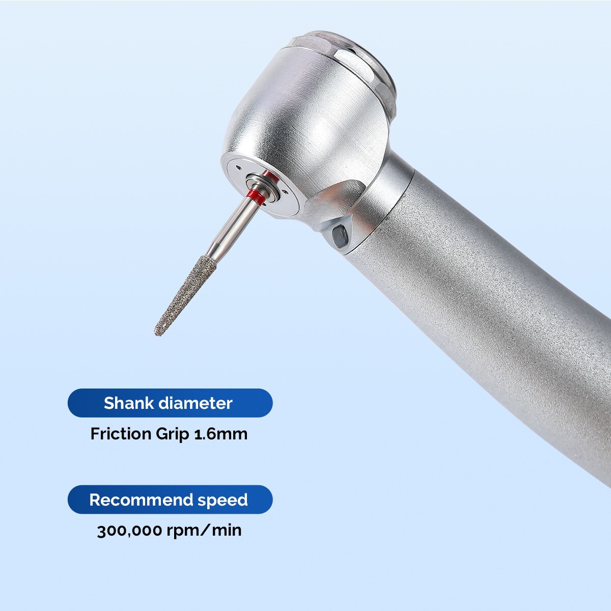 AZDENT Dental Diamond Zirconia Burs Friction Grip 1.6mm for High Speed Handpiece