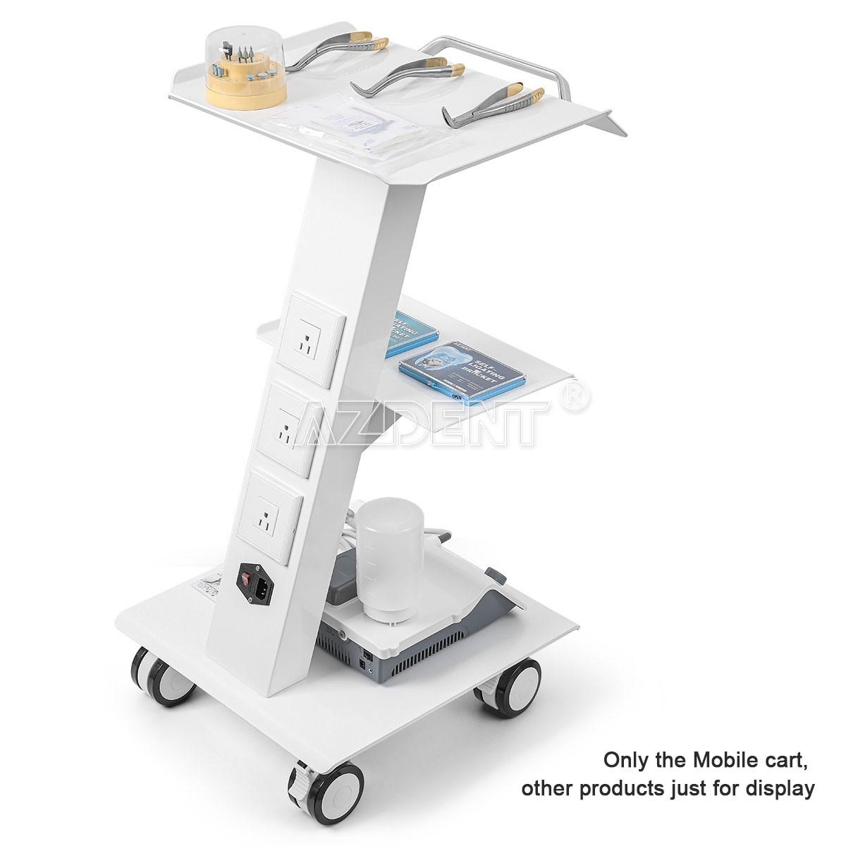 Hospital Stainless Steel Three Layers Serving Medical Cart Dental Lab Trolley GT