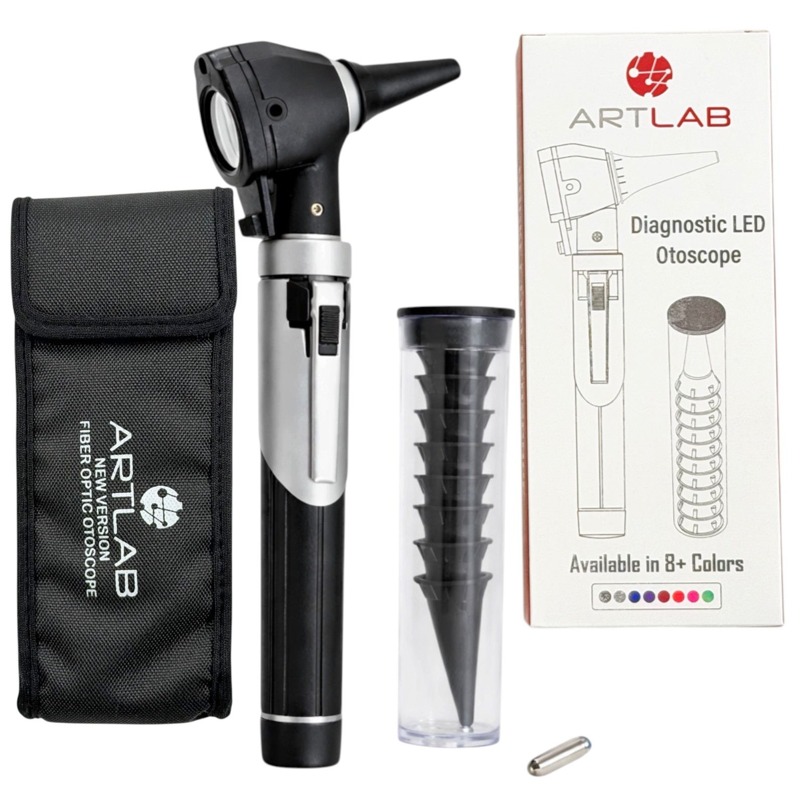 PREMIUM FIBEROPTIC OTOSCOPE SET ENT EXAMINATION DIAGNOSTIC USE -BLACK
