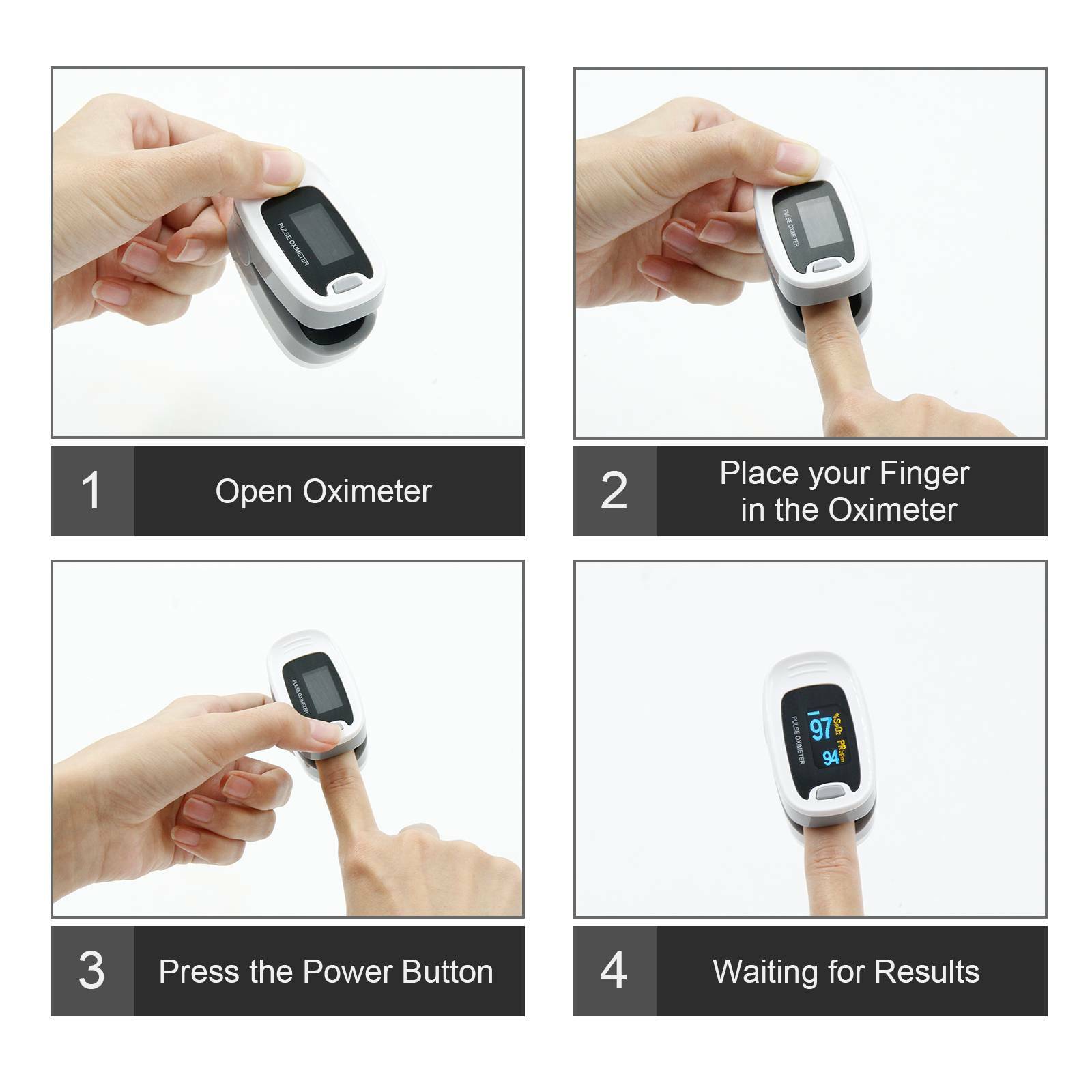 CMS50NA FingerTip Pulse Oximeter Blood Oxygen meter SpO2 Heart Rate Monitor Grey
