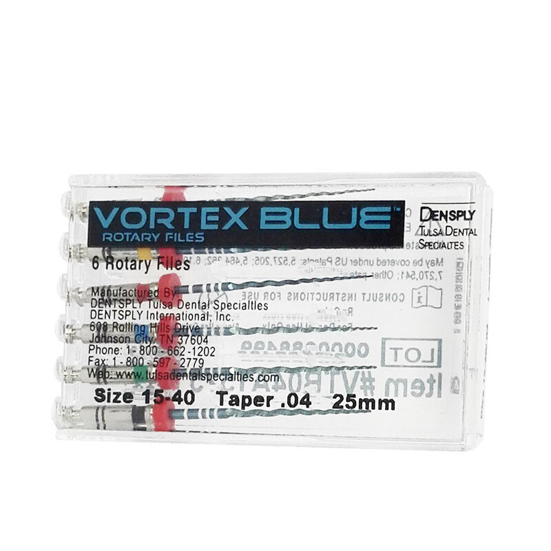 Dentsply Tulsa Dental Vortex Blue 21, 25, 30mm all Taper rotary files 6/pk