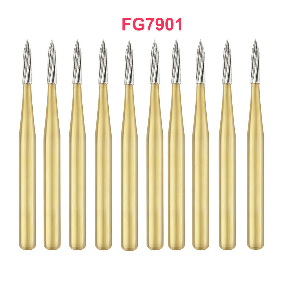 Dental Tungsten Carbide Gold Bur Trimming & Finishing &Polishing Flame FG7901 DL