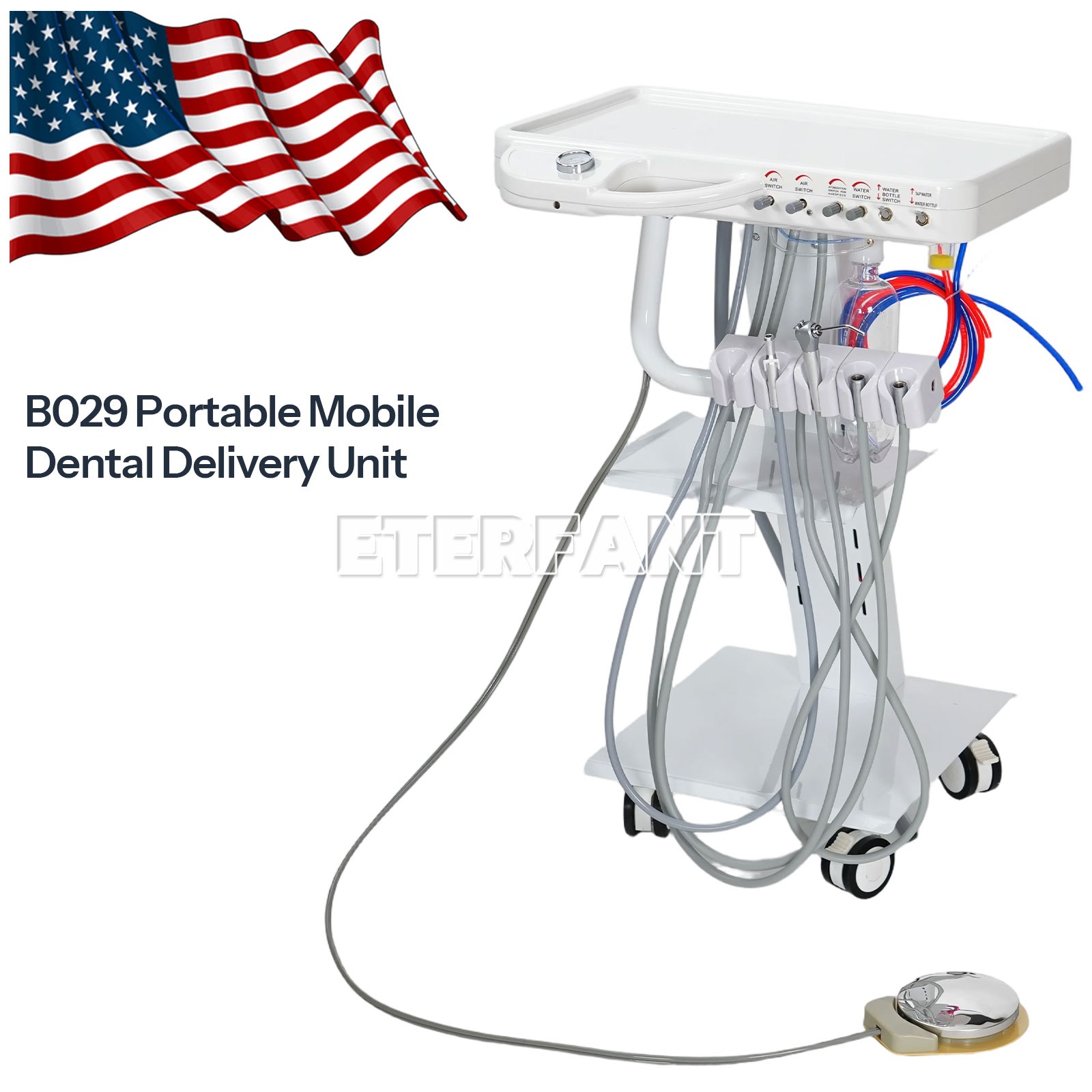 ENTERFANT Portable 4H Mobile Dental Delivery Unit System Treatment/ Suction Cart