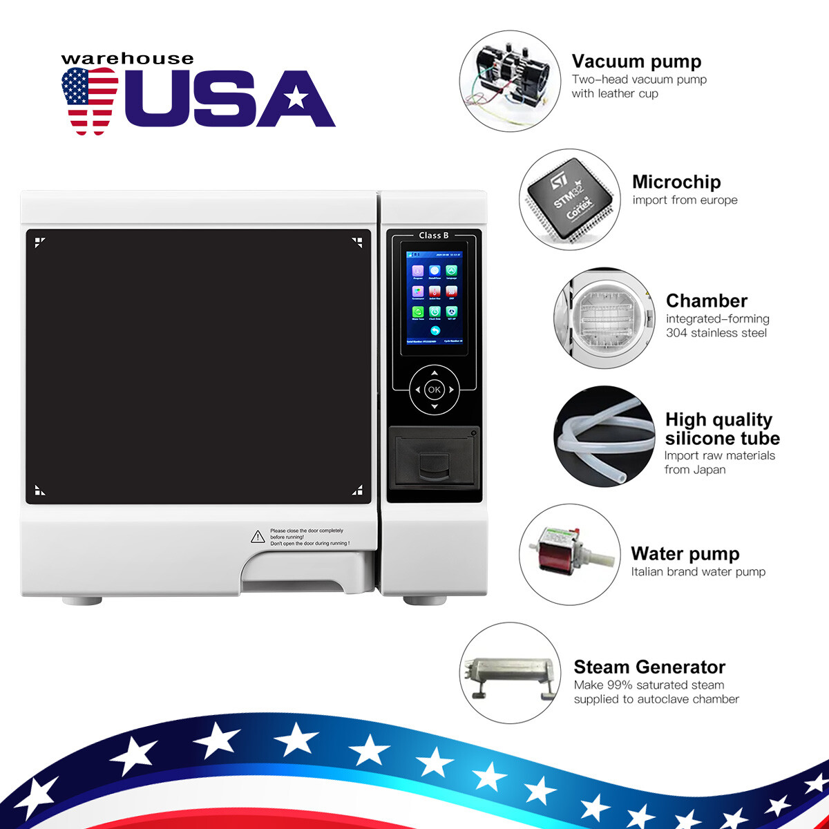 FDA Dental Unit Chair Computer Control /22L Autoclave Steam Sterilizer Class B