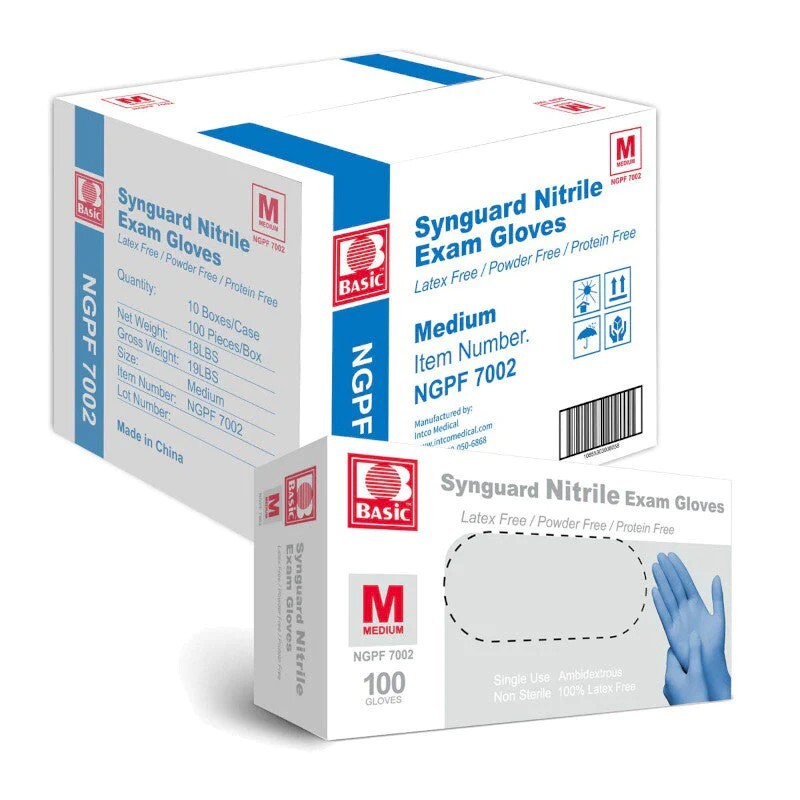 Basic Synguard Nitrile Exam Gloves – XL, Case of 10 Boxes (100 Each)
