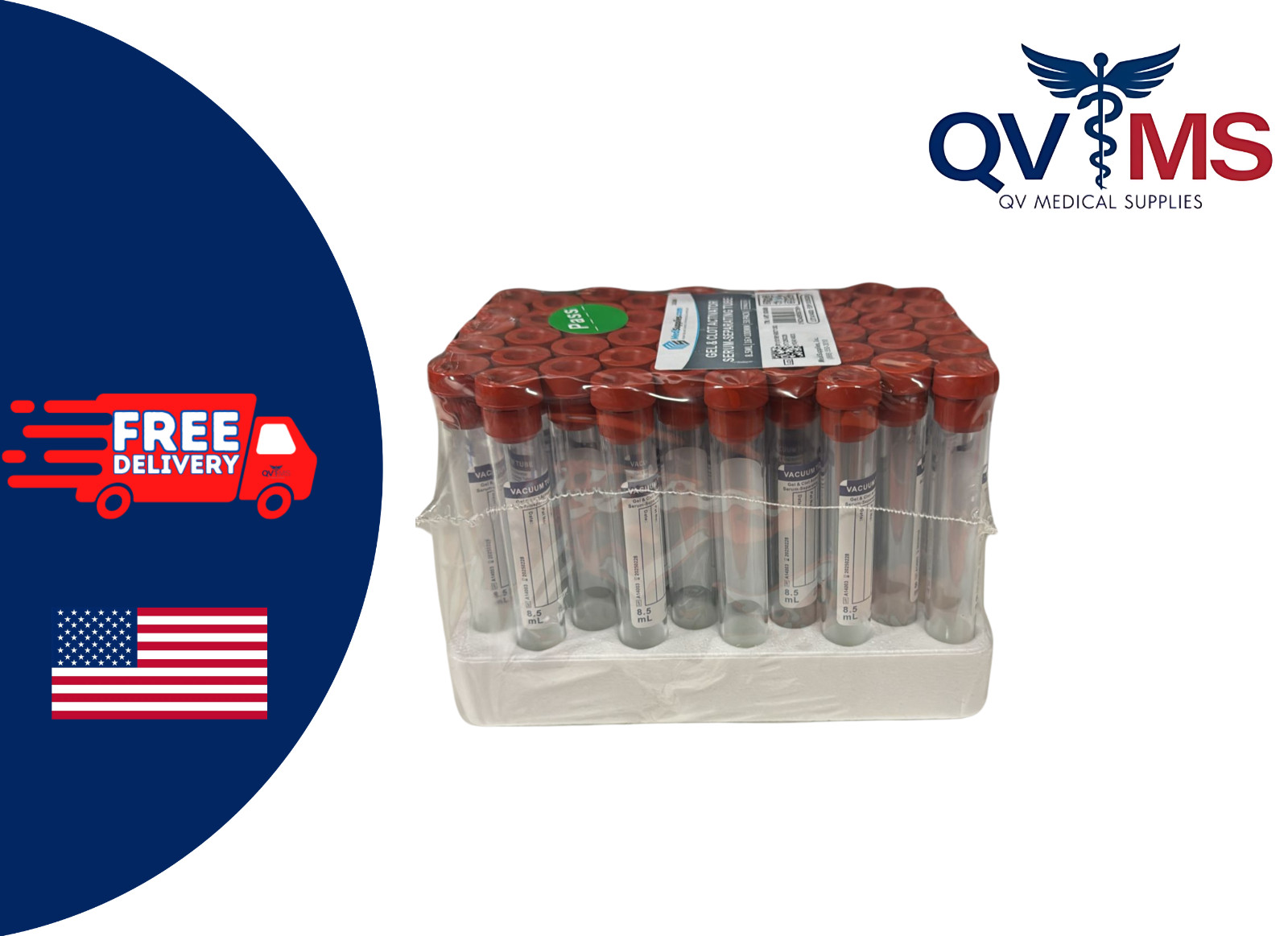 (200 Pcs) SST Gel & Clot Activator Tube Rubber Cap 8.5ml Tiger Top