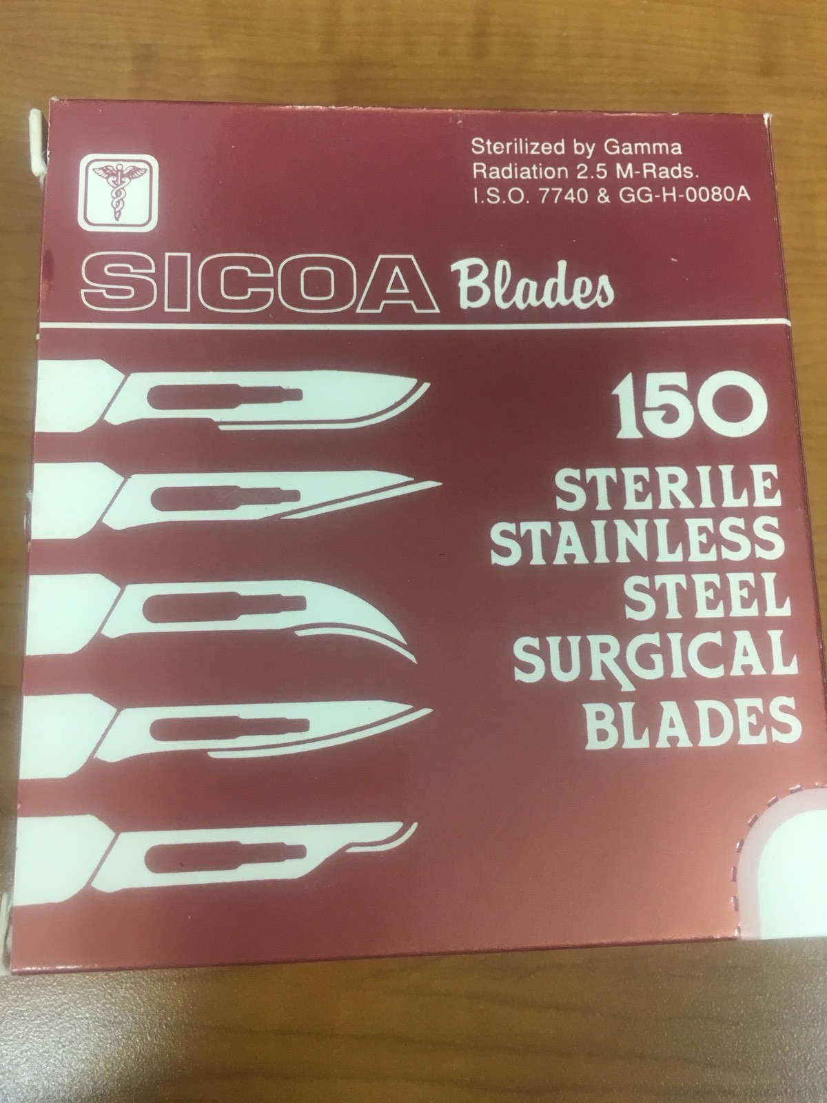(150) SICOA # 10, 21, 23, 24 SS/CS Surgical Blades Ind Wrapped