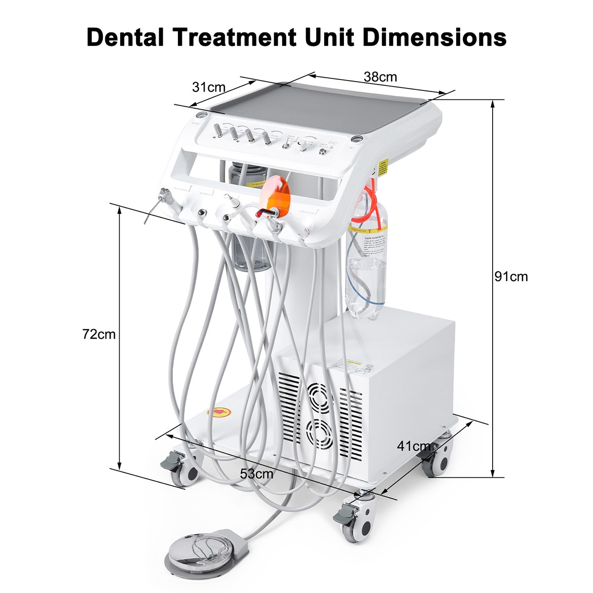 Protable Dental Delivery Unit Cart Air Compressor High Suction /LED Lamp