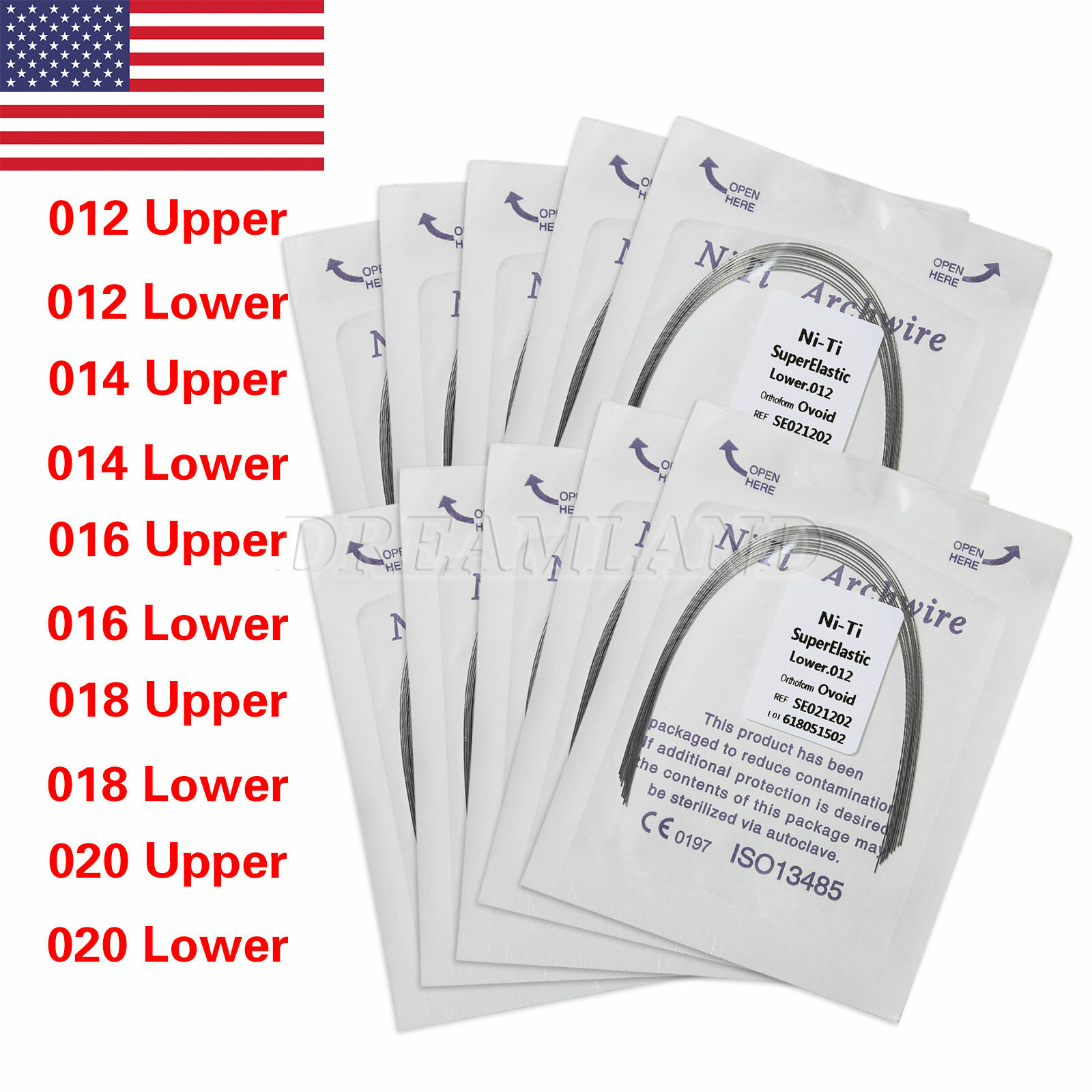 USA 1BAG Dental Orthodontic Super Elastic Niti Wires Ovoid Form Arch Wire Round