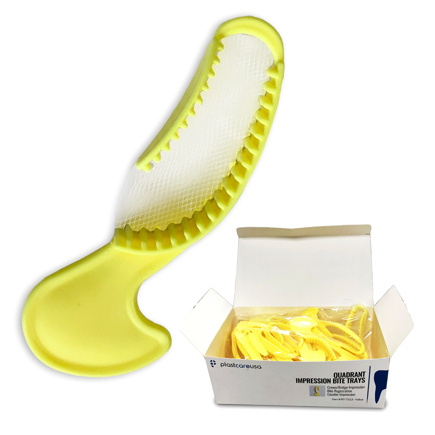 140 Dental Impression Bite Registration Triple Trays Mold, (Yellow) (Quadrant)