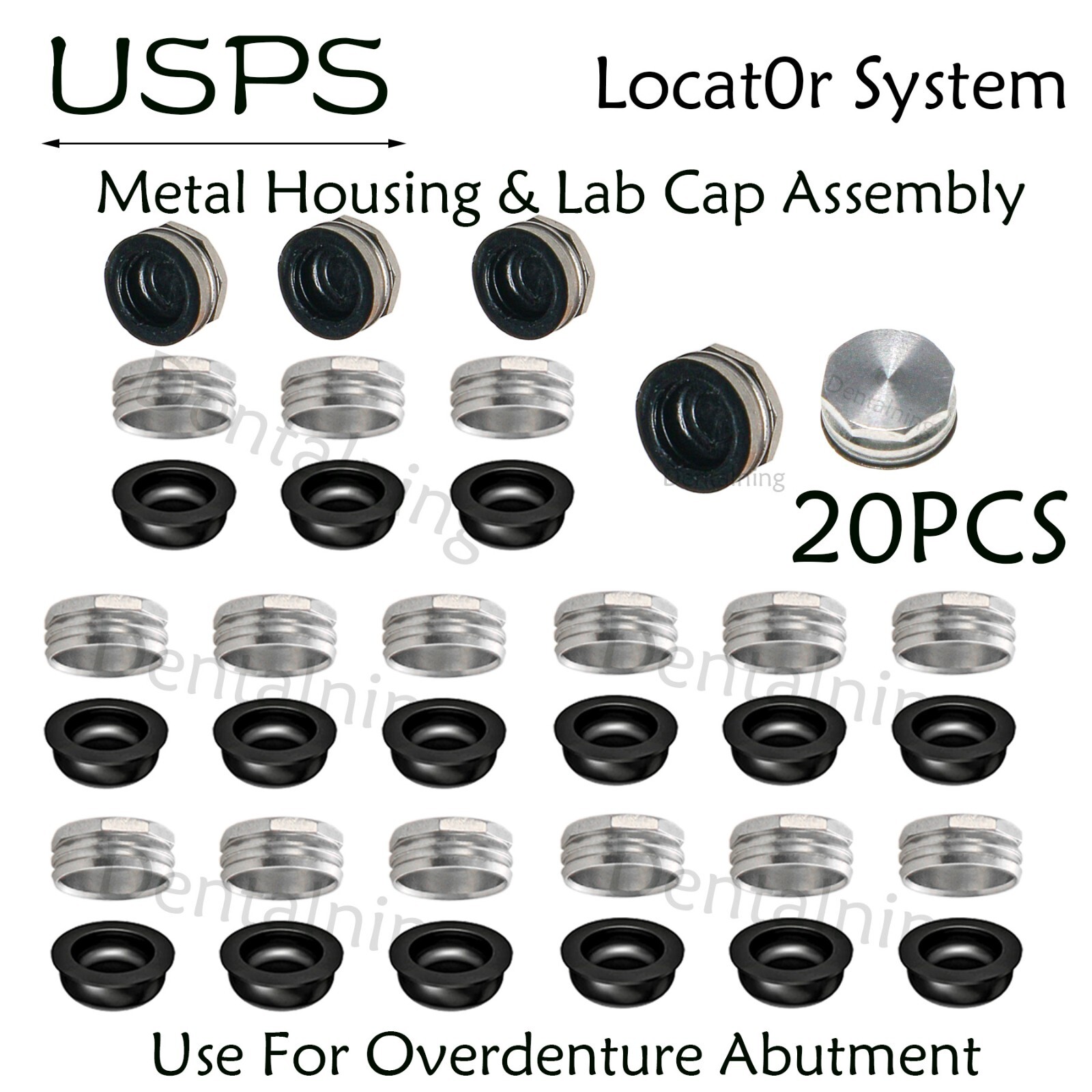 US Dental overdenture Locator Abutment Retention Caps Male Caps Insert Set 20Pcs