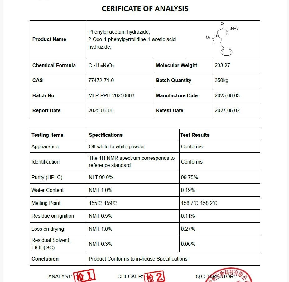 Phenylpiracetam Powder, Purity 99.9+%, 100 Grams