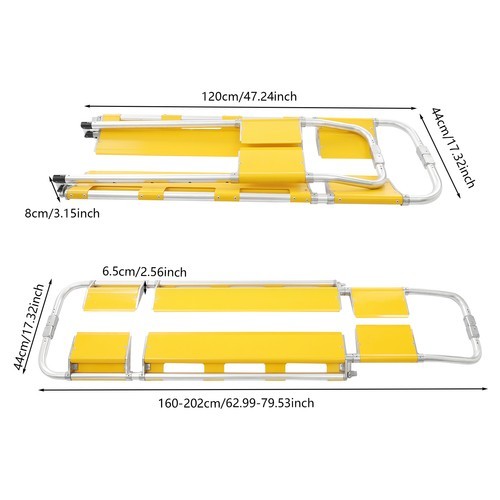 Foldable Aluminum Scoop Stretcher EMS Portable Rescue Stretcher Adjustable Lengt