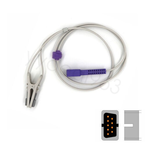 Fit For N-65,N-85 Oximax Spo2 Sensor Oximeter Pulse Probe Ear Clip 9Pin Bag of 3